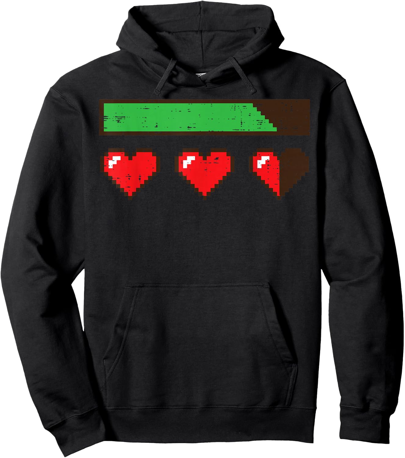Valentines Day Gamer HP Pixel Hearts Lives Men Boys Kids Hoodie - Hoodie | Black