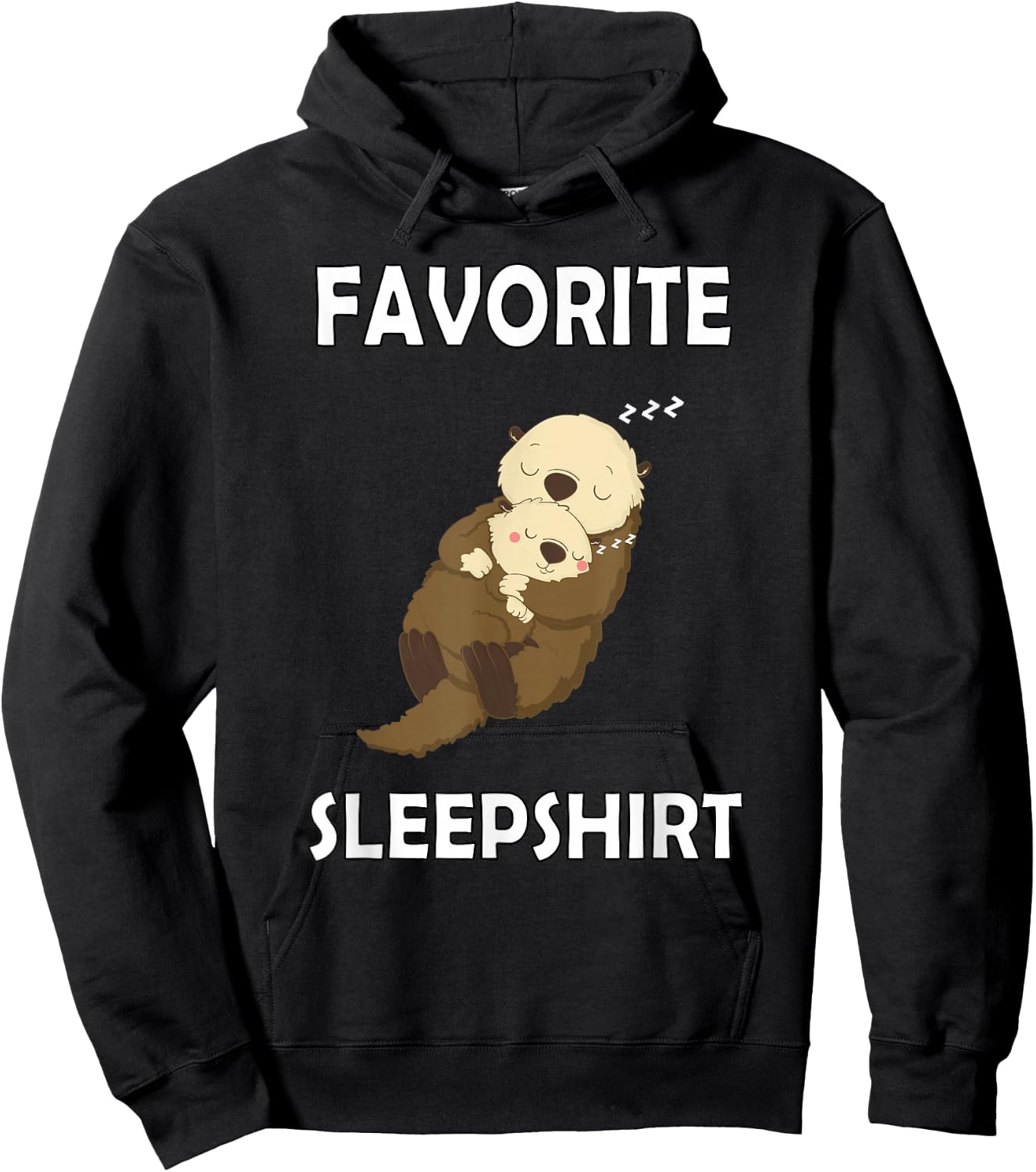Otter nightgown sleep shirt pajamas pajamas Cute Animal Hoodie - Hoodie | Black