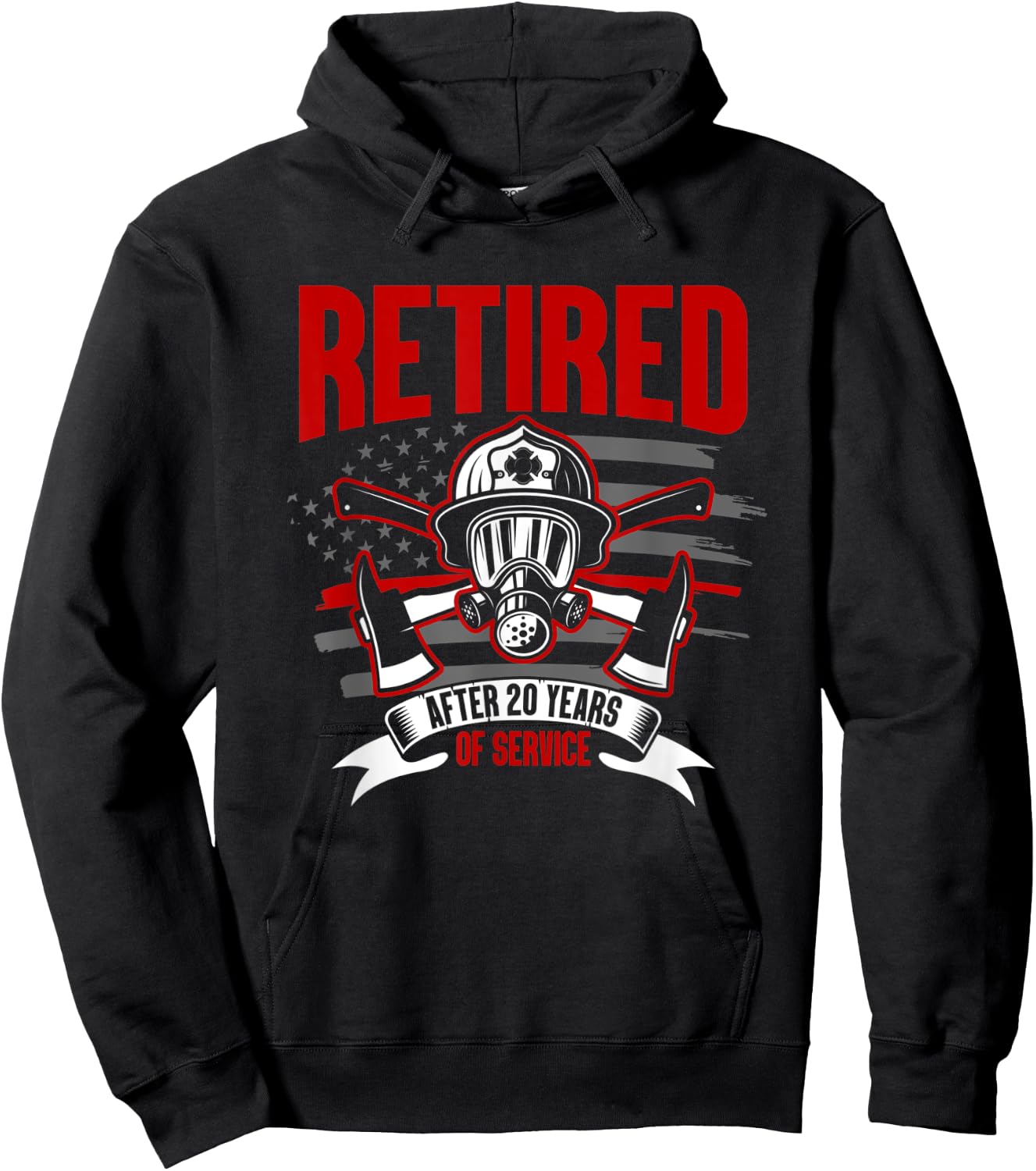Retired Quote Firefighter 20 Years Of Service Retirement Hoodie - Hoodie | Black