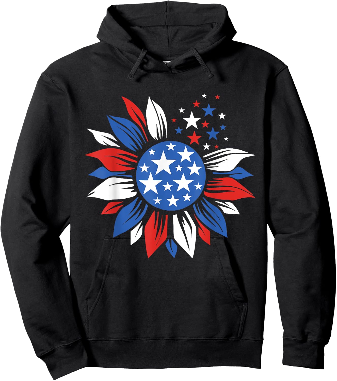 America Sunflower 4th Of July Patriotic American 4th Of July Hoodie - Hoodie | Black