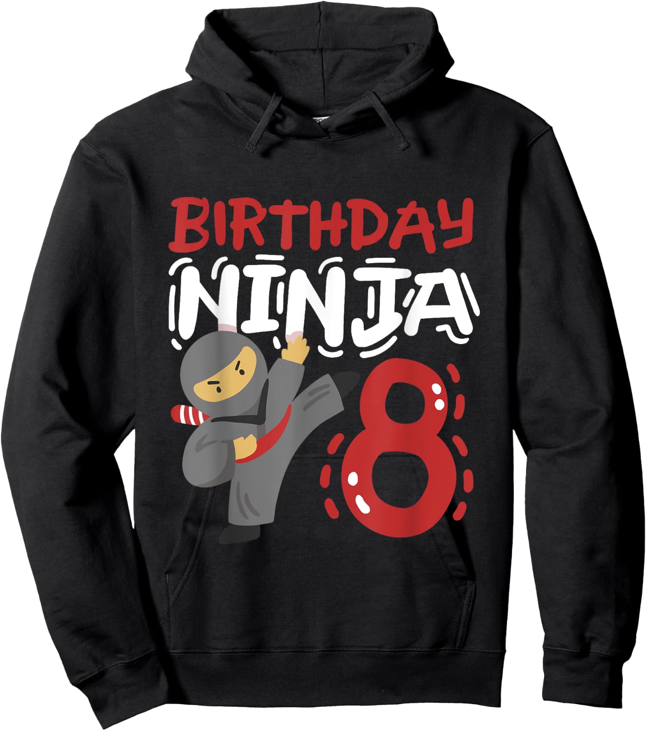 Birthday Ninja 8 Years Old Karate Kids 8th Birthday Boys Hoodie - Hoodie | Black