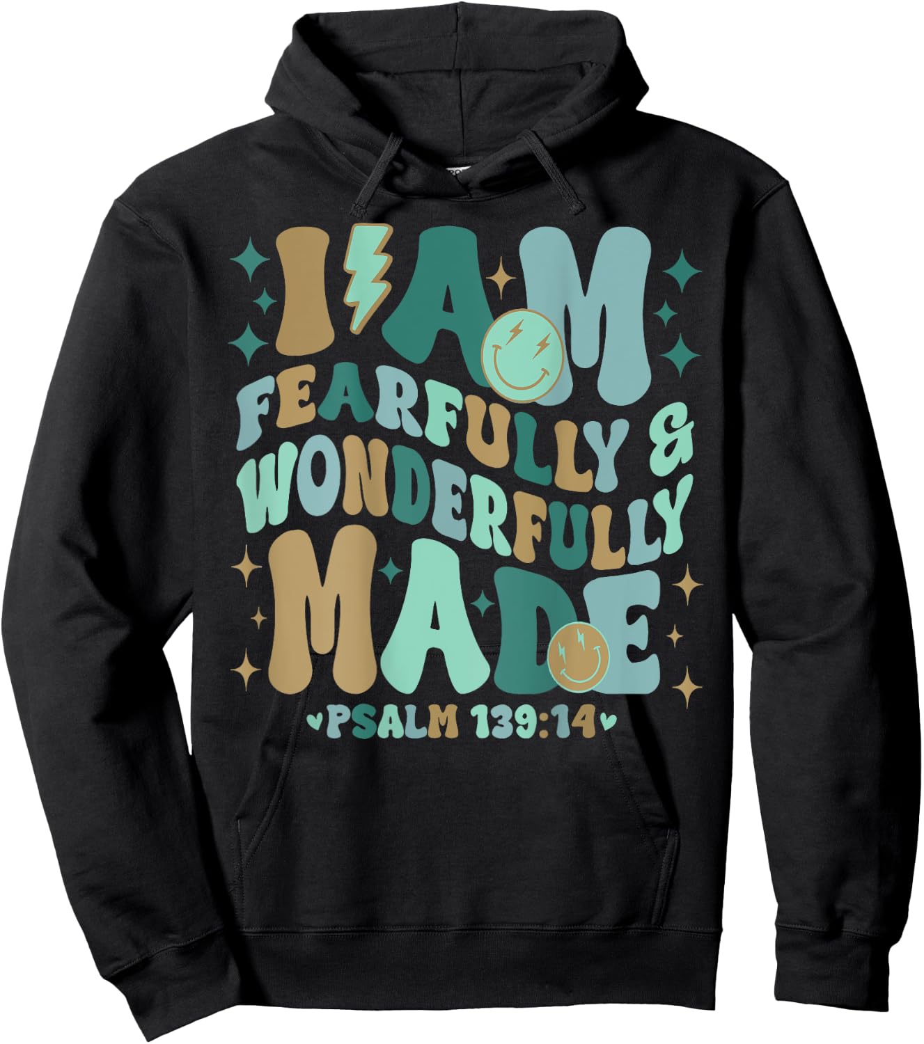 I am Fearfully & Wonderfully Made Retro Hoodie - Hoodie | Black