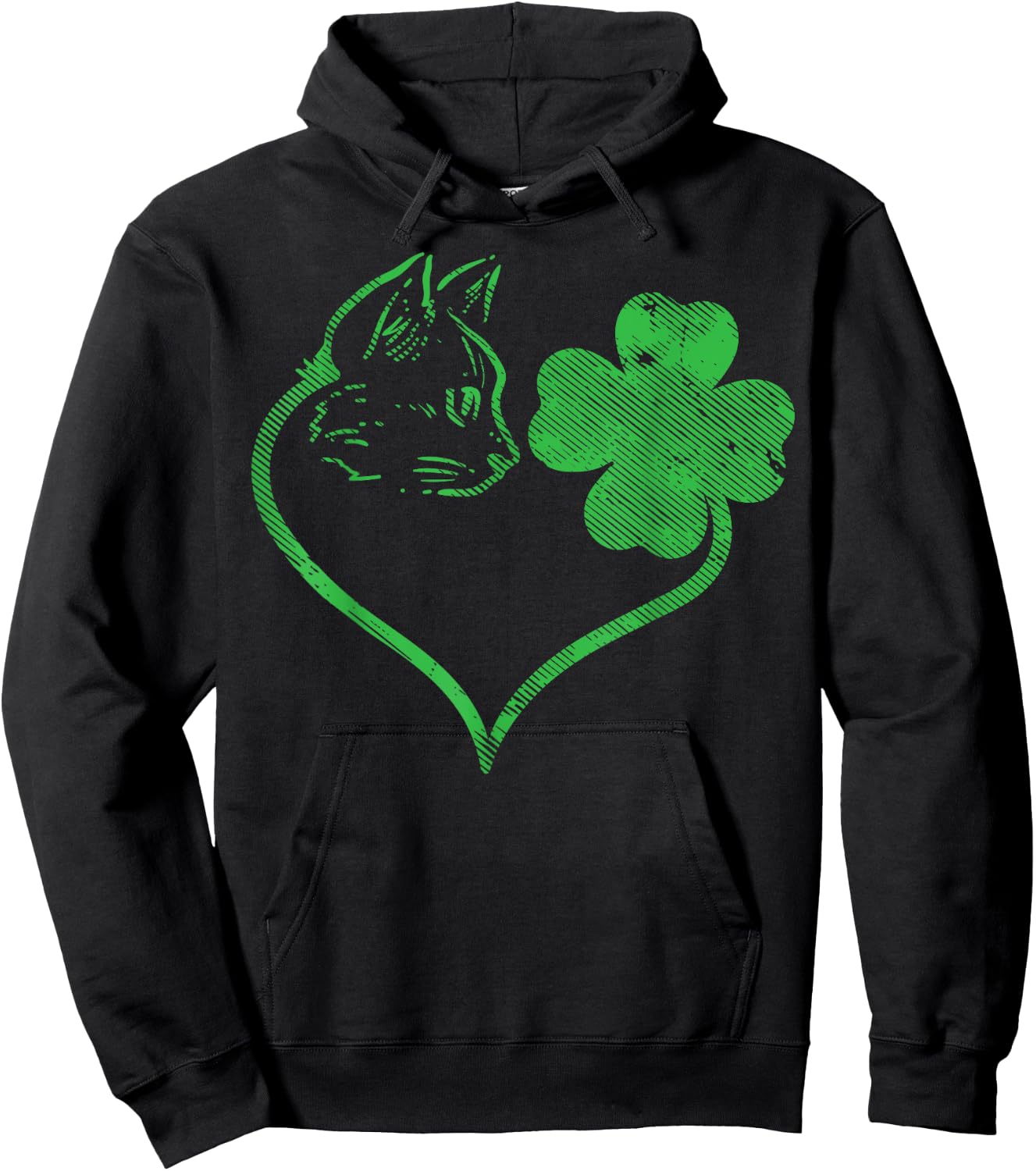 Cat Silhouette Shamrock St Patricks Day Kitten Lover Pet Hoodie - Hoodie | Black