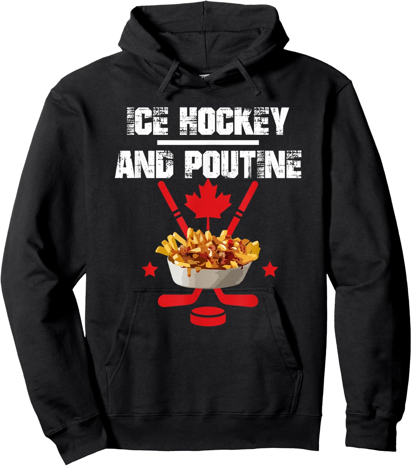 Canadian Ice Hockey and Poutine Hoodie - Hoodie | Black