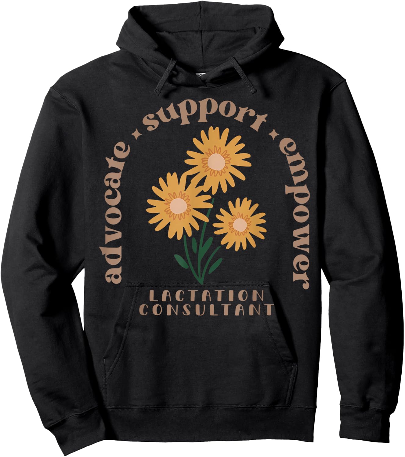 Lactation Consultant Flower Advocate Support Empower IBCLC Hoodie - Hoodie | Black