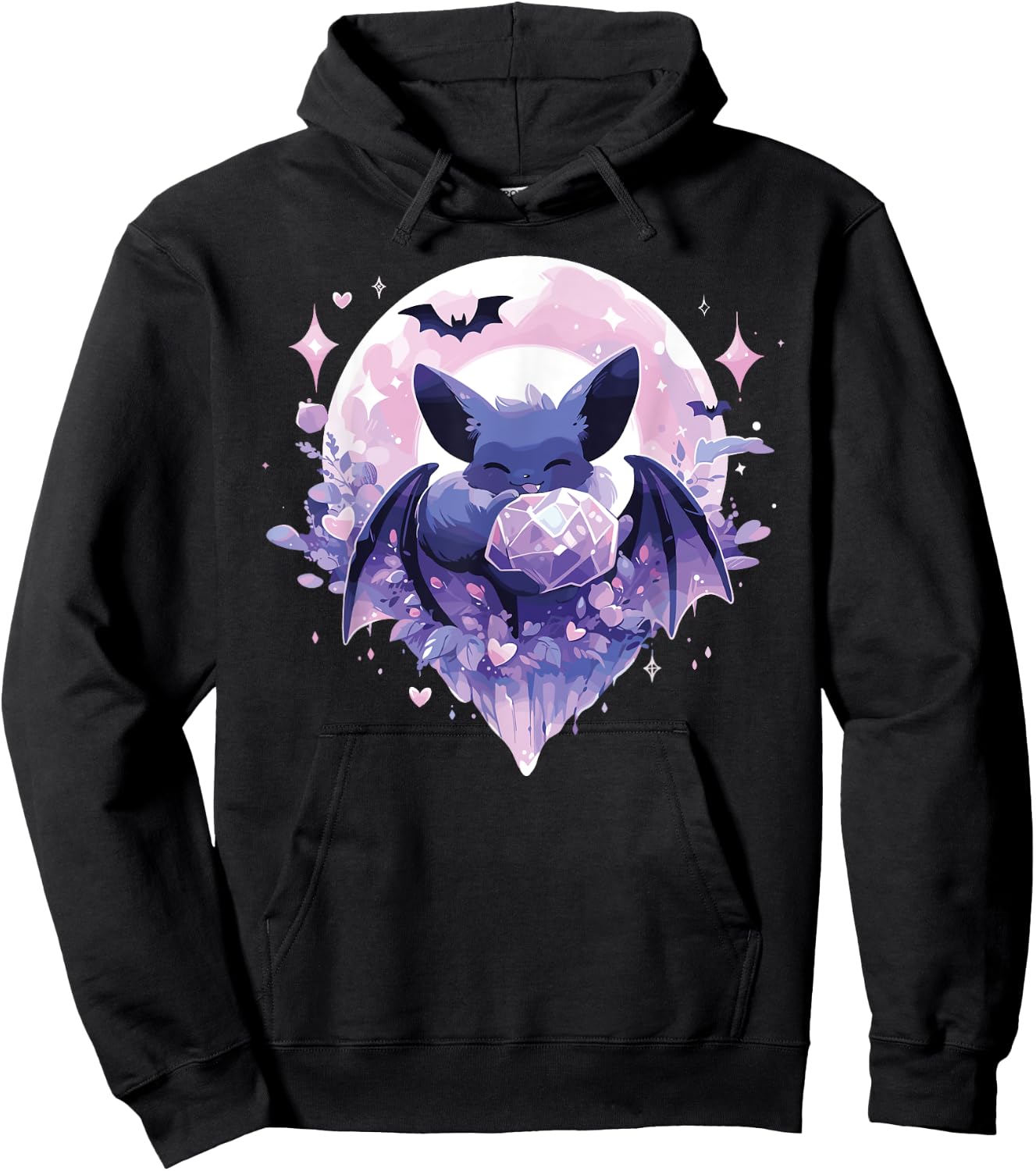 Cute Kawaii Witch Bat Crystal Alchemist Pastel Goth Hoodie - Hoodie | Black