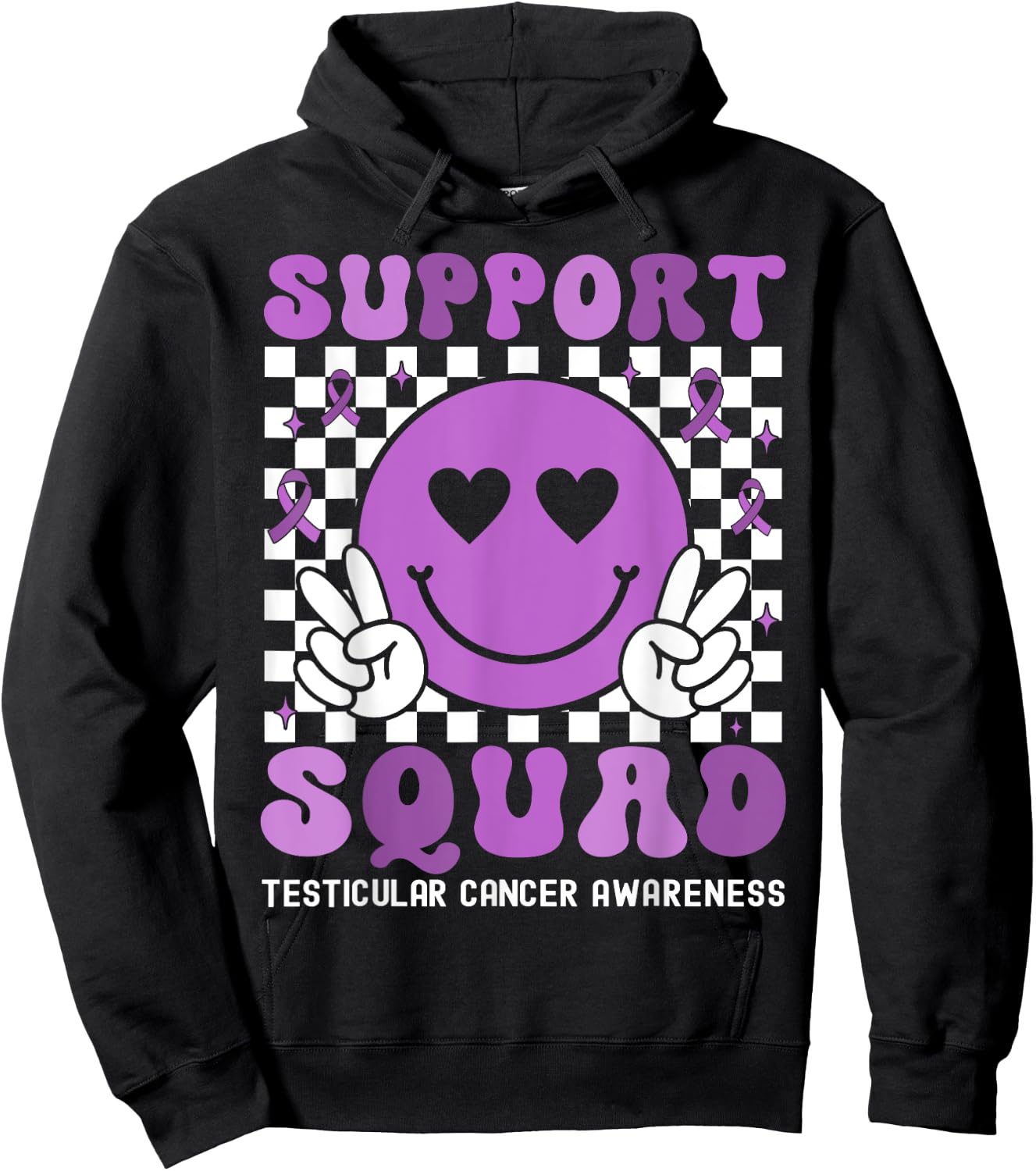 Support Squad Testicular Cancer Awareness Groovy Hoodie - Hoodie | Black