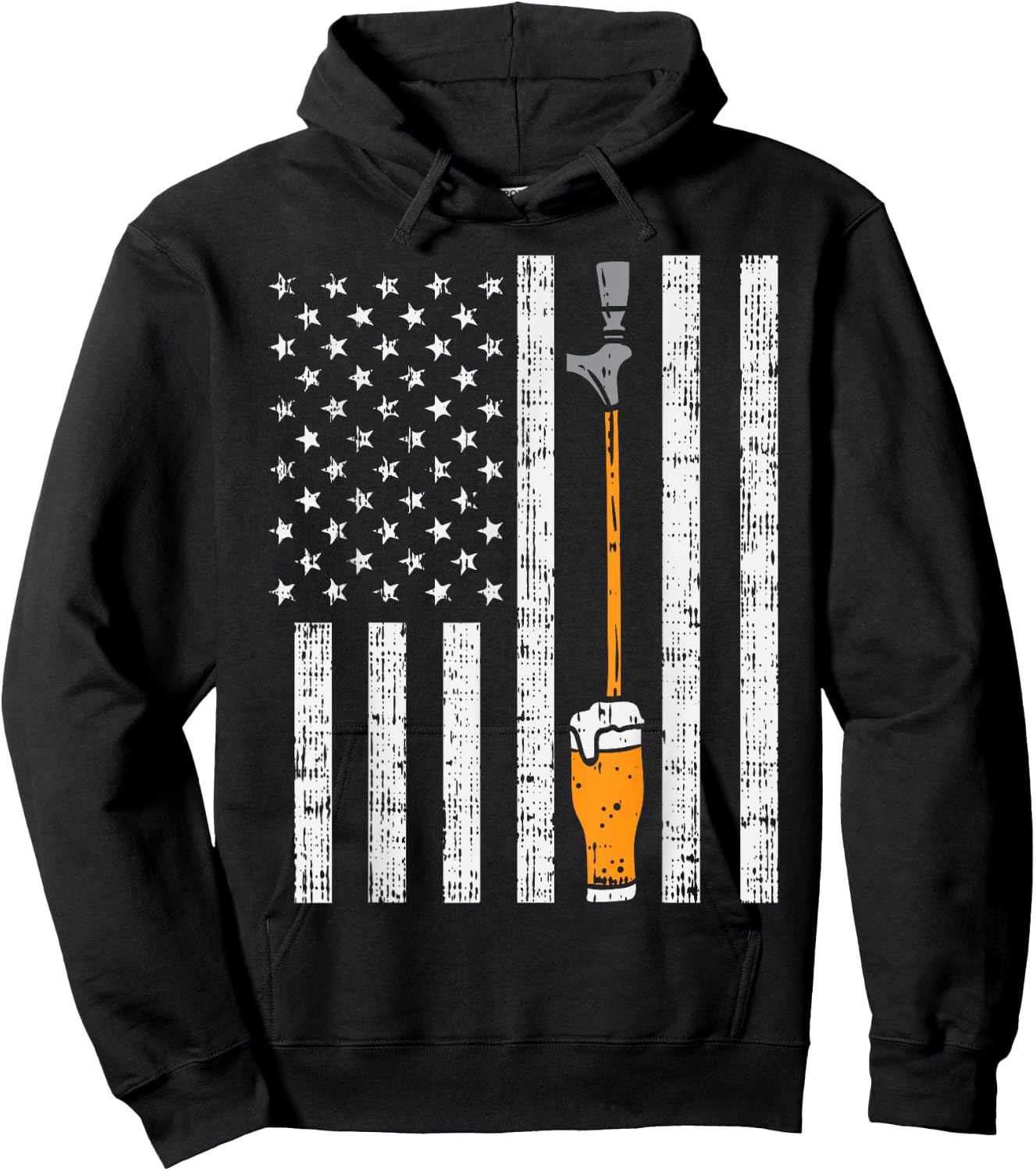 Tap Beer US Flag Fun Draft Draught Fathers Day Men Dad Gift Hoodie - Hoodie | Black