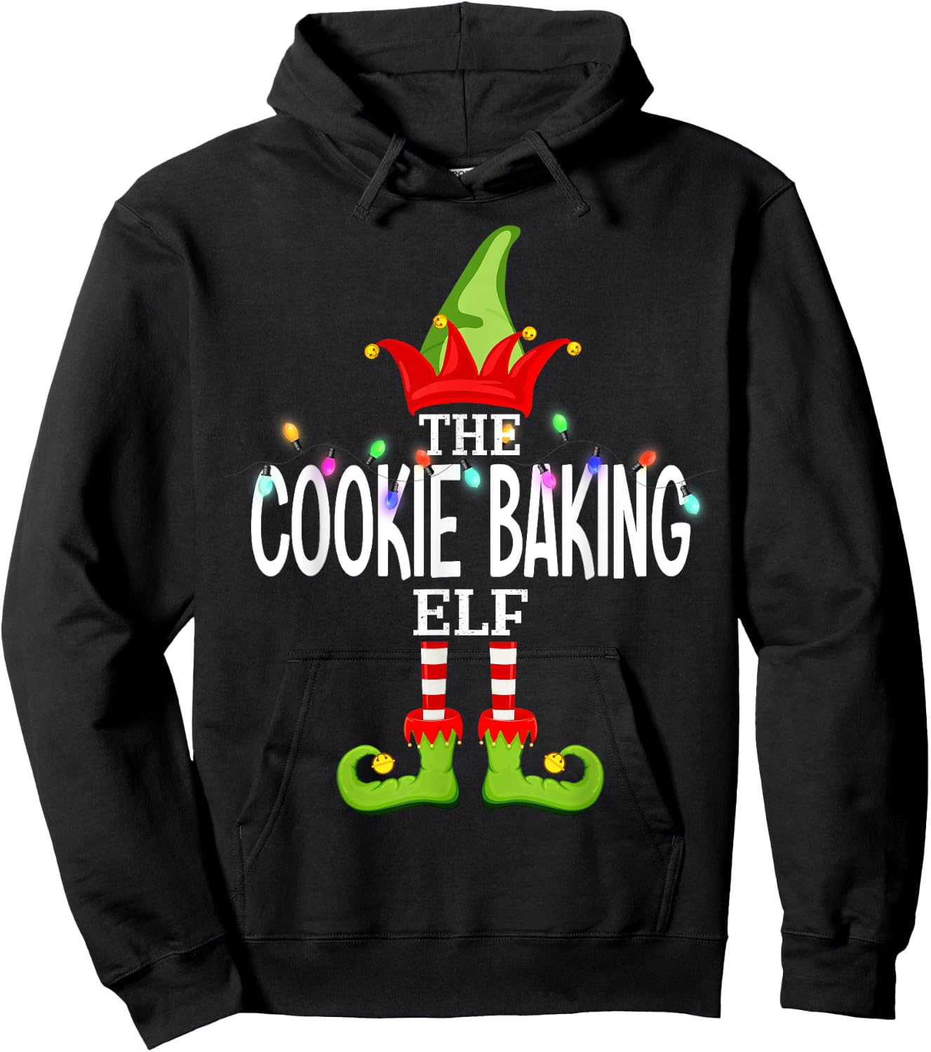 The Cookie Baking Elf Christmas Matching Pajamas Hoodie - Hoodie | Black
