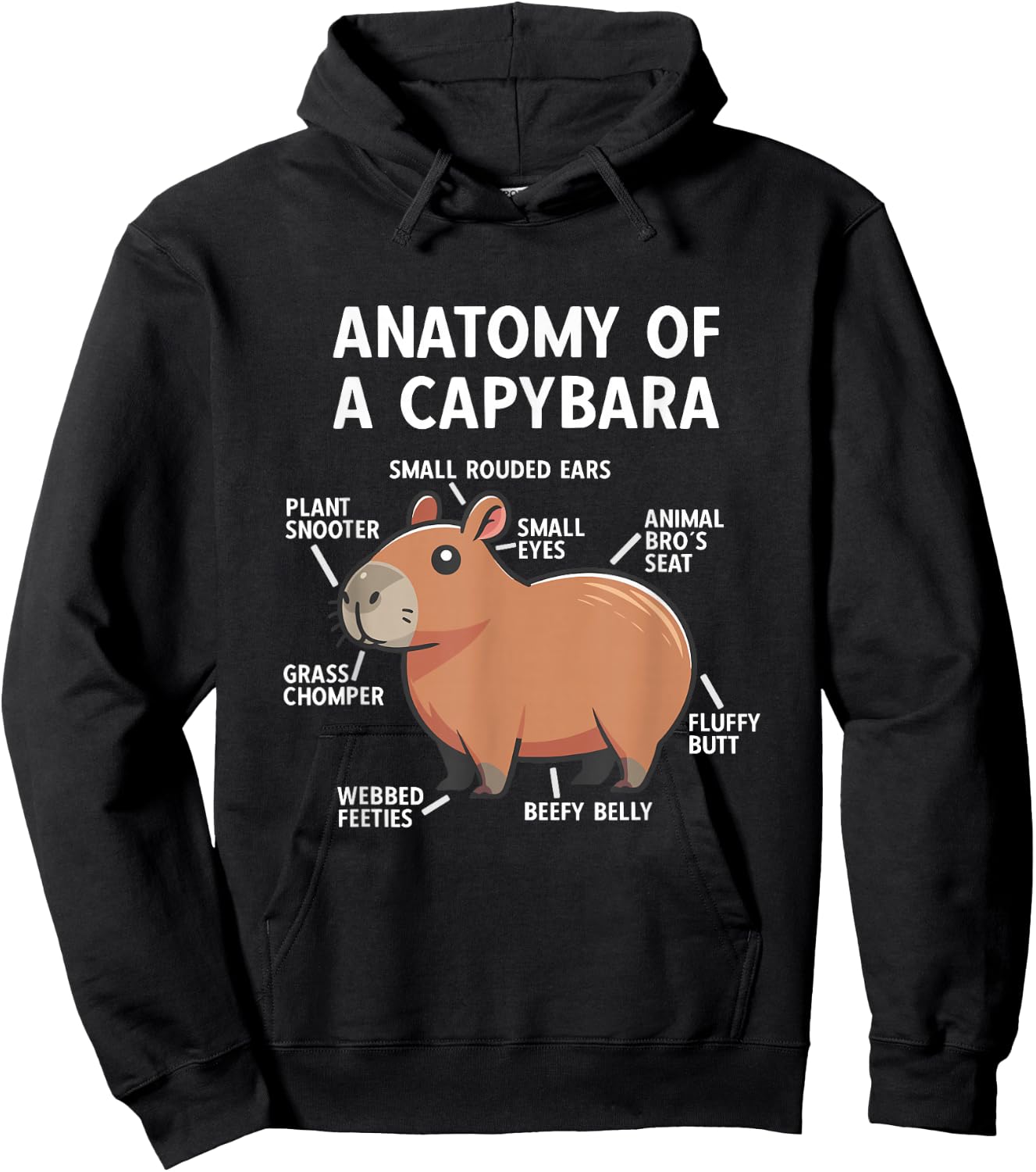 Funny Anatomy Of A Capybara Hoodie - Hoodie | Black