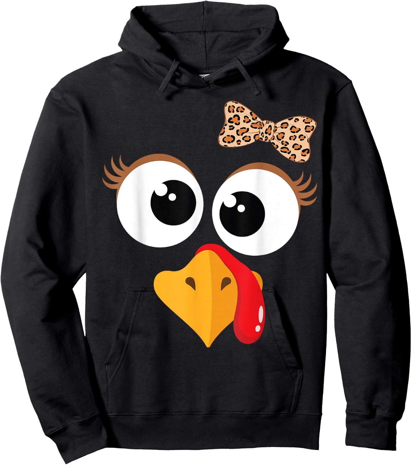 Funny Thanksgiving Turkey Face Costume Women Girl Hoodie - Hoodie | Black