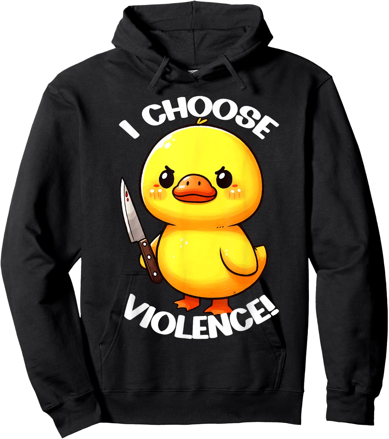 Funny I Choose Violence Duck Hoodie - Hoodie | Black