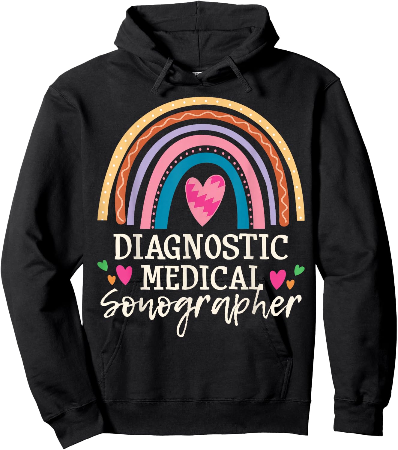 Medical Sonographer Rainbow Sonography Technician Hoodie - Hoodie | Black