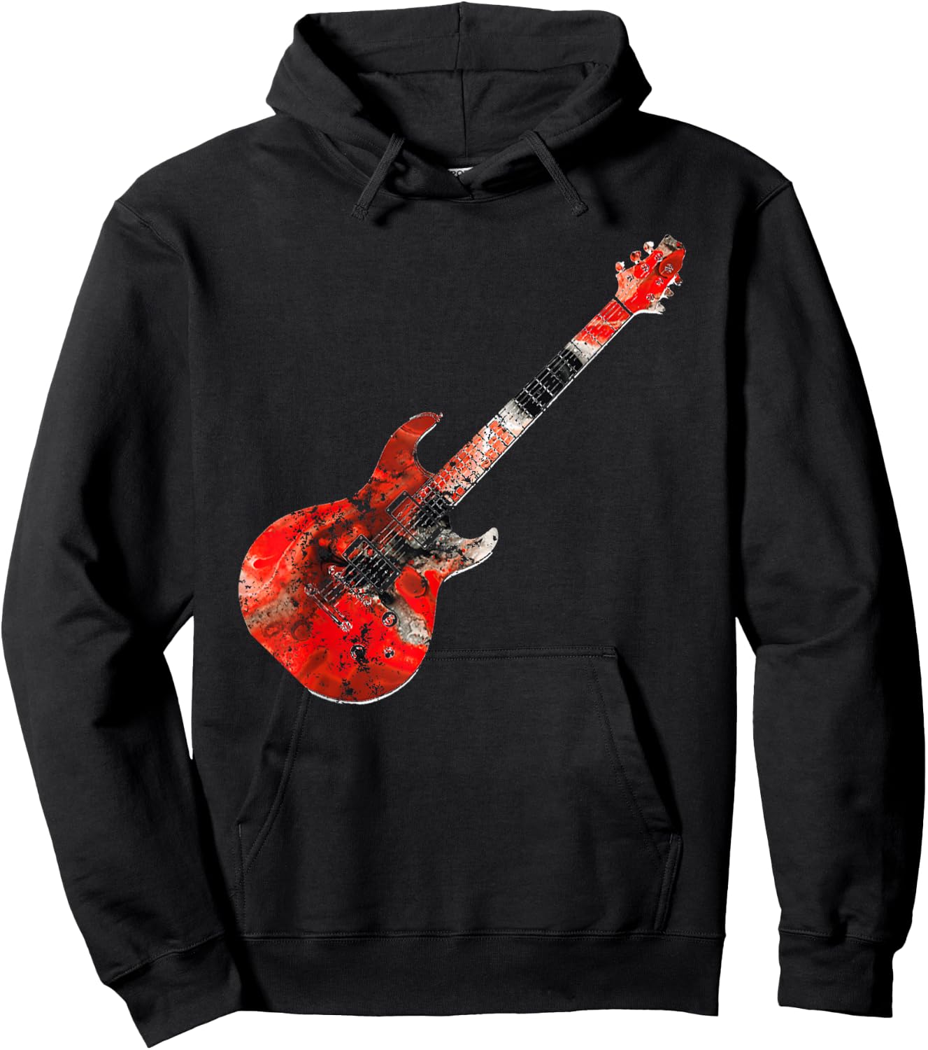 Playable Guitar Shirt Electric Guitar Colorful Abstract Hoodie - Hoodie | Black
