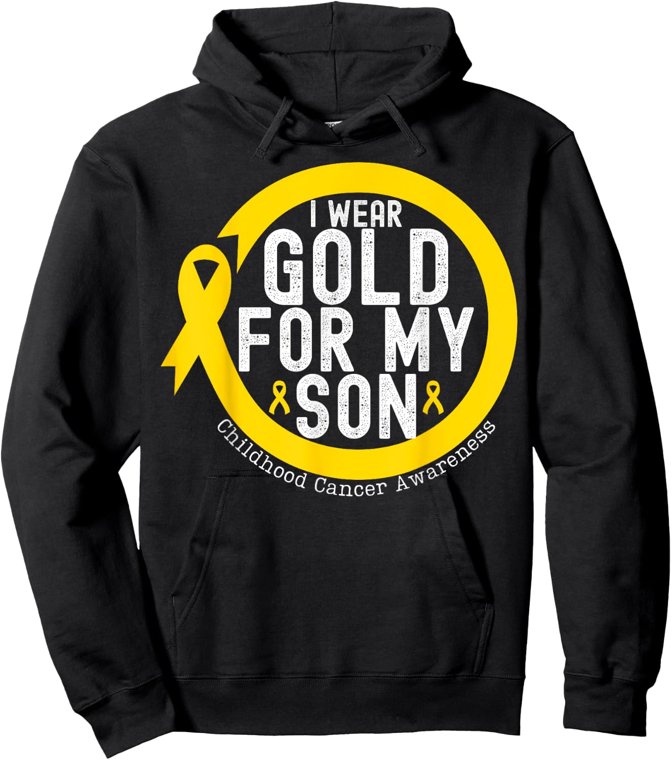 I Wear Gold_ For My Son Childhood Cancer Awareness Ribbon Hoodie - Hoodie | Black