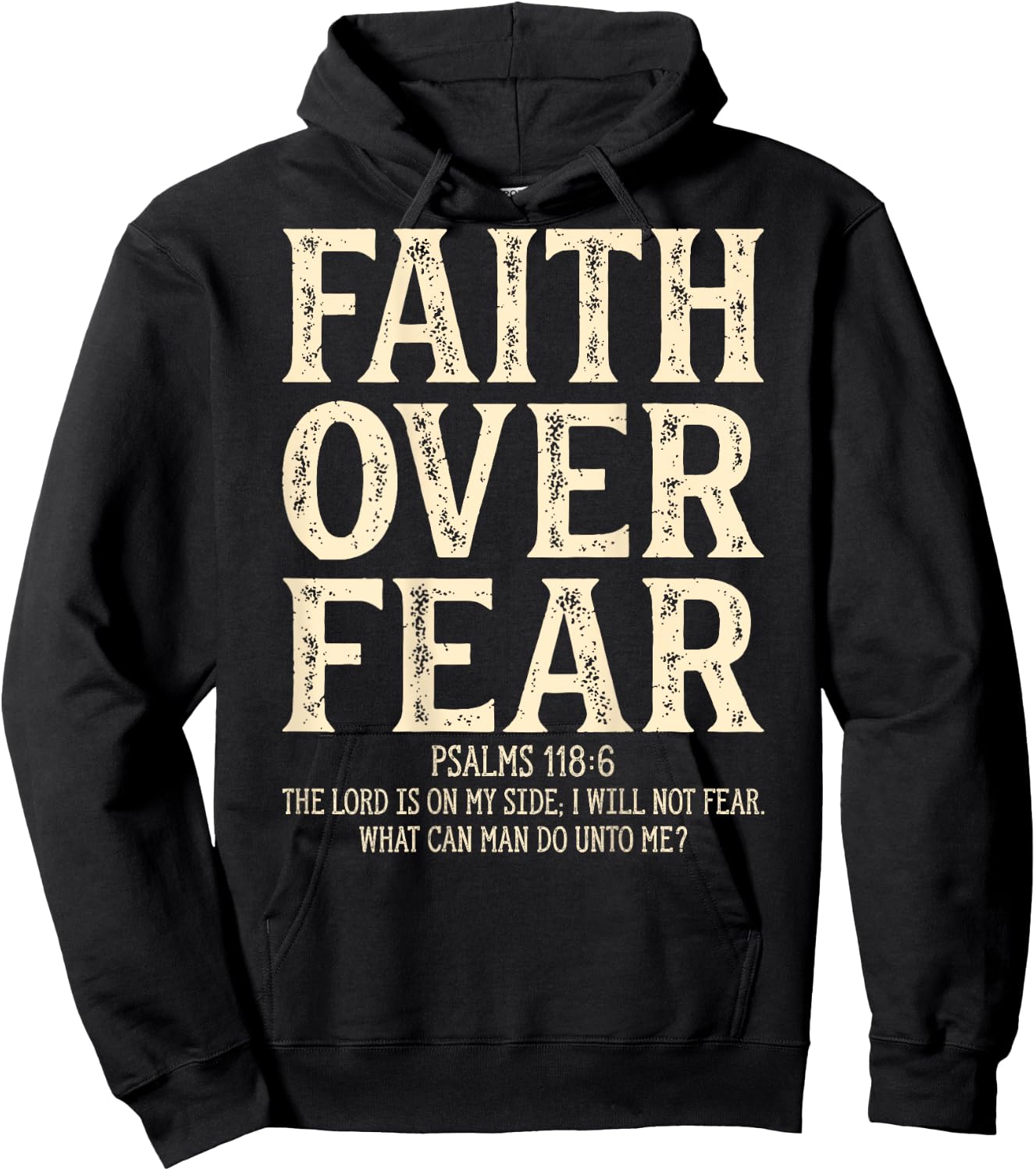Vintage Retro by 4Do Limited Adult - Black - Small - Short Sleeve - Letter Print - Religion - Vintage - Multi-age, Multi-gender - Faith Over Fear Christian On Back Hoodie - Hoodie | Black