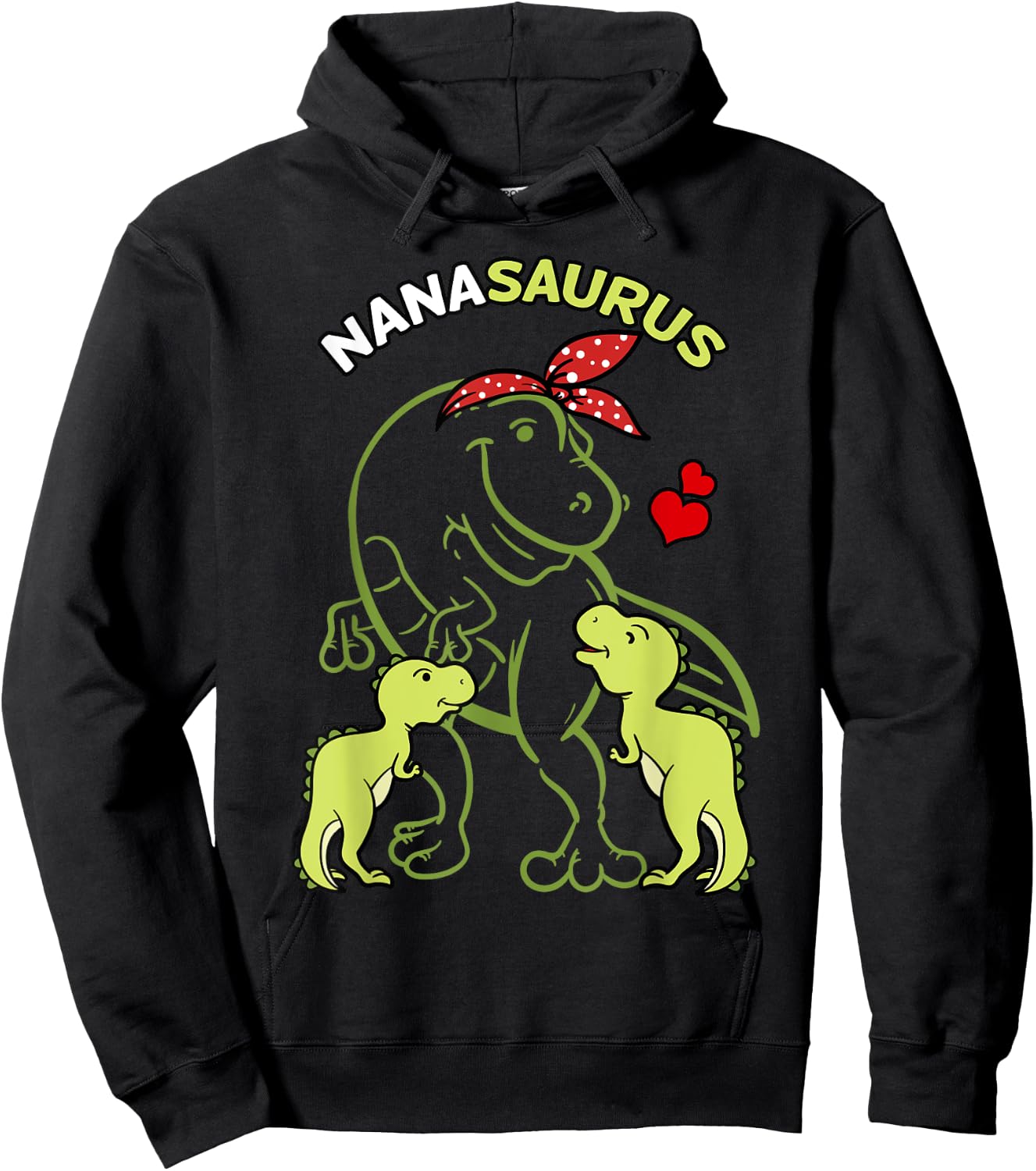 Nanasaurus Nana 2 Kids Dinosaur Mother's Day Hoodie - Hoodie | Black