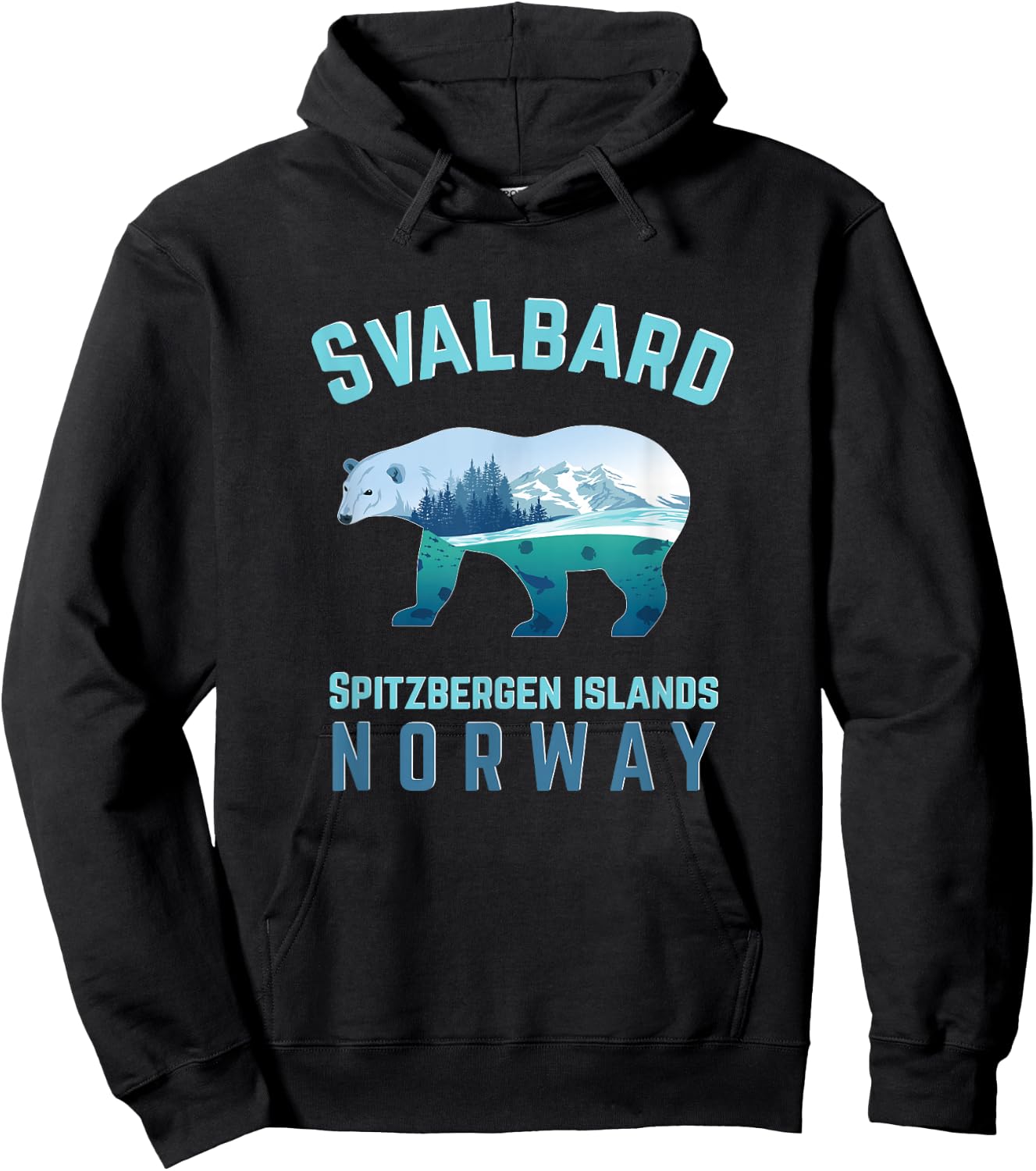 Svalbard Spitzbergen Islands Norway Fjords with Polar Bear Hoodie - Hoodie | Black