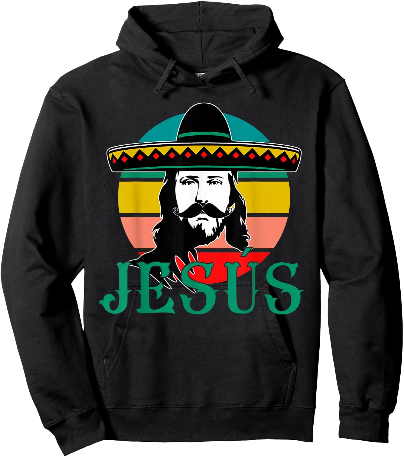 Mexican Jesus Wearing Sombrero Jesús Cristo Fiesta Retro Hoodie - Hoodie | Black
