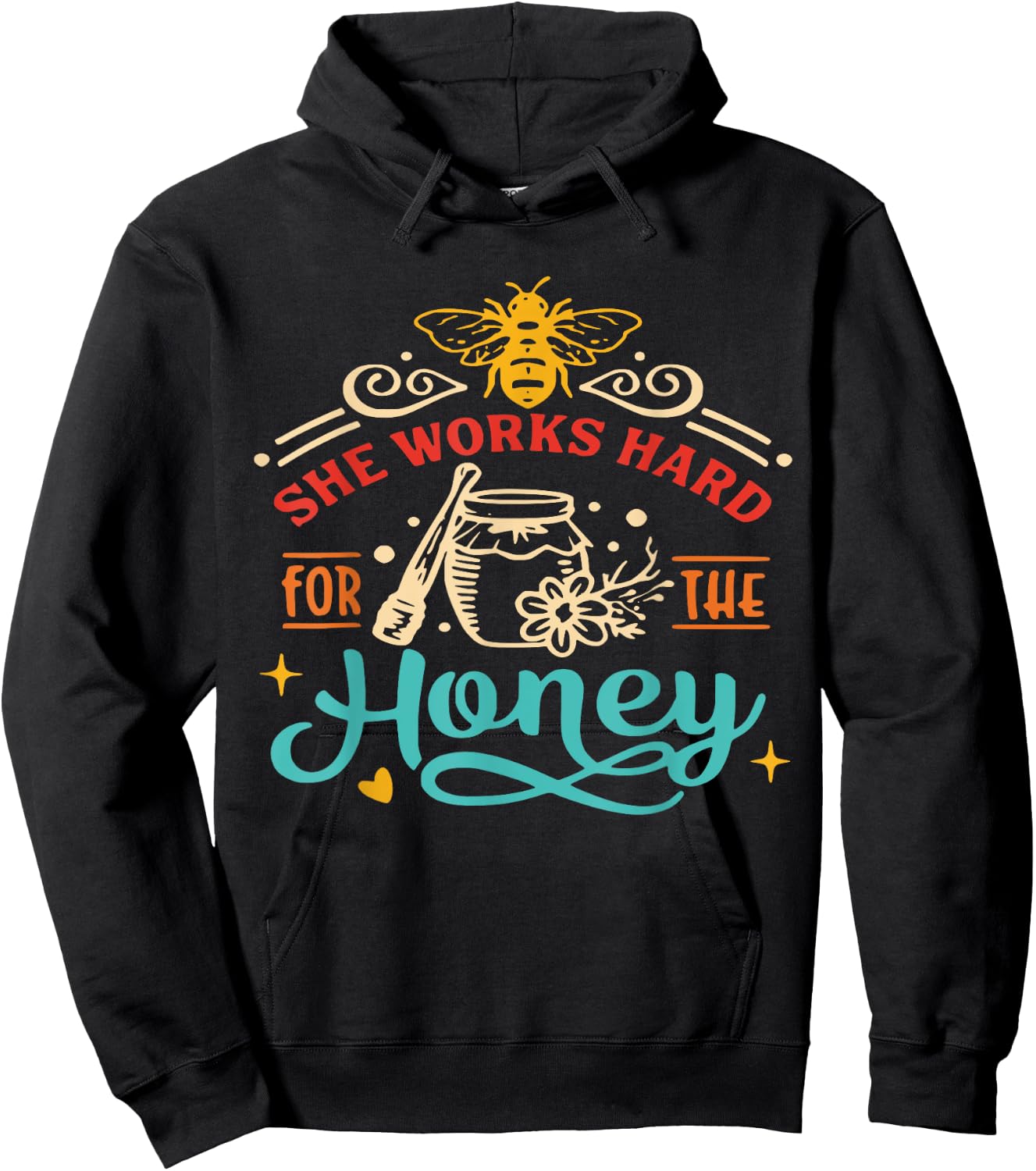 She Works Hard For The Honey Beekeeper Beehive Bee Organic Hoodie - Hoodie | Black