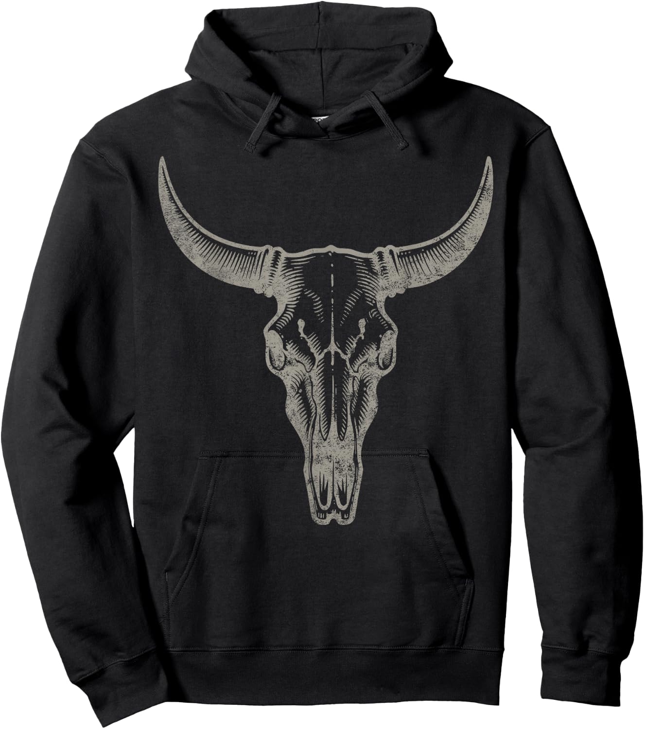 Cowgirl Cowboy Vintage Women Men Western Cow Skull Graphic Hoodie - Hoodie | Black