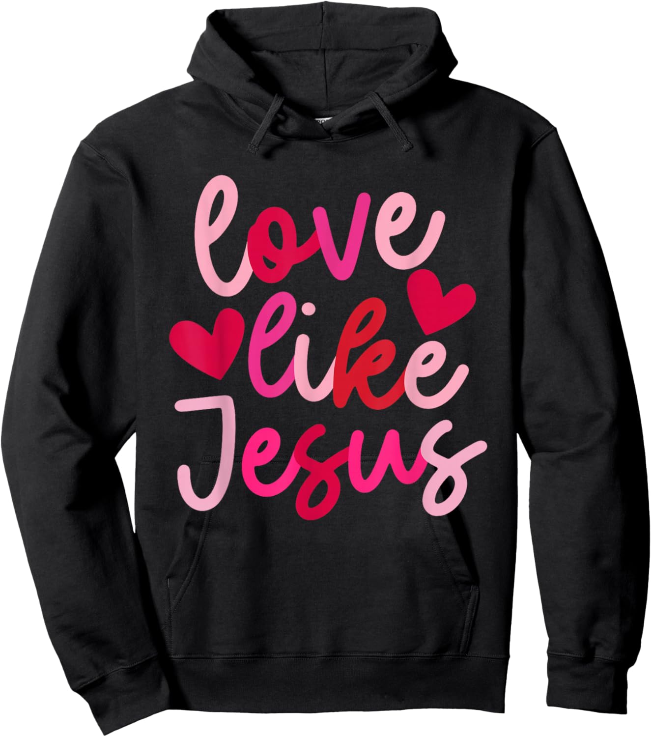 IZI POD Retro Love Like Jesus Coquette Heart Bow , -Adults, Black, Small, Short Sleeve, Valentine's Day Hoodie - Hoodie | Black