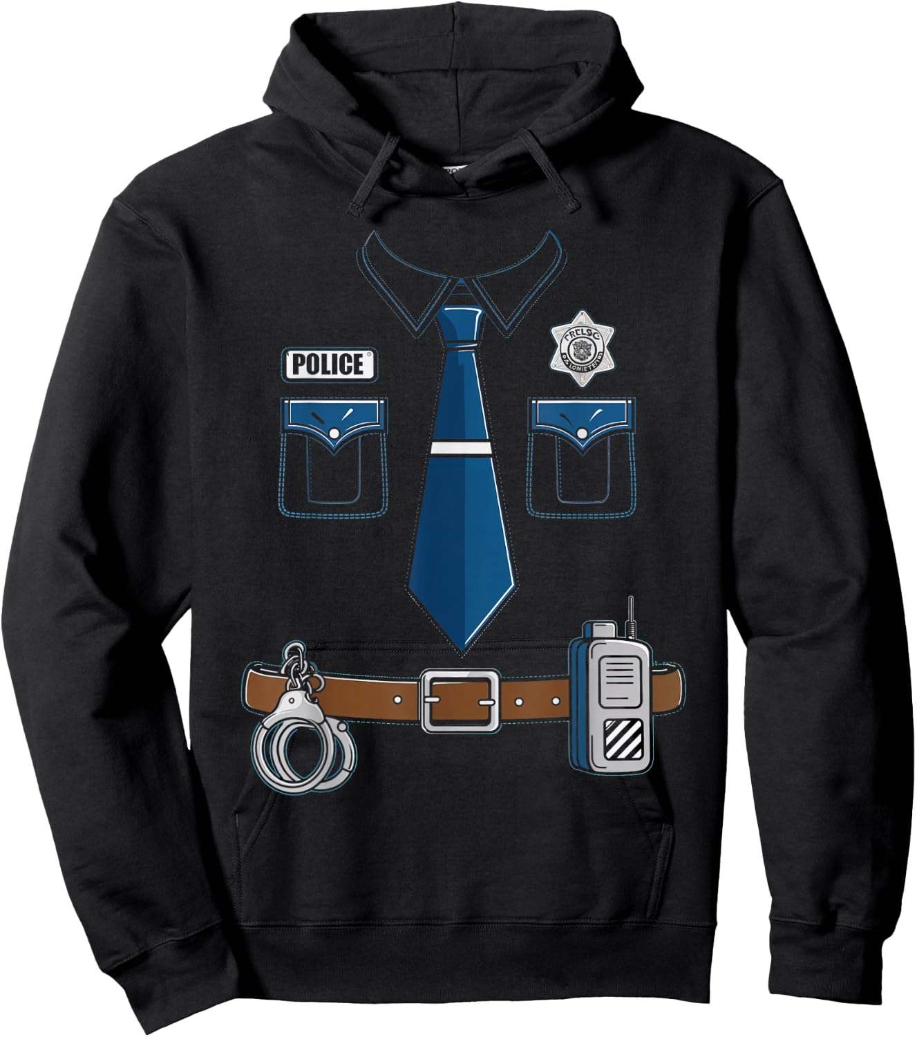 Police Costume Cop Uniform Officer Outfit Halloween Hoodie - Hoodie | Black