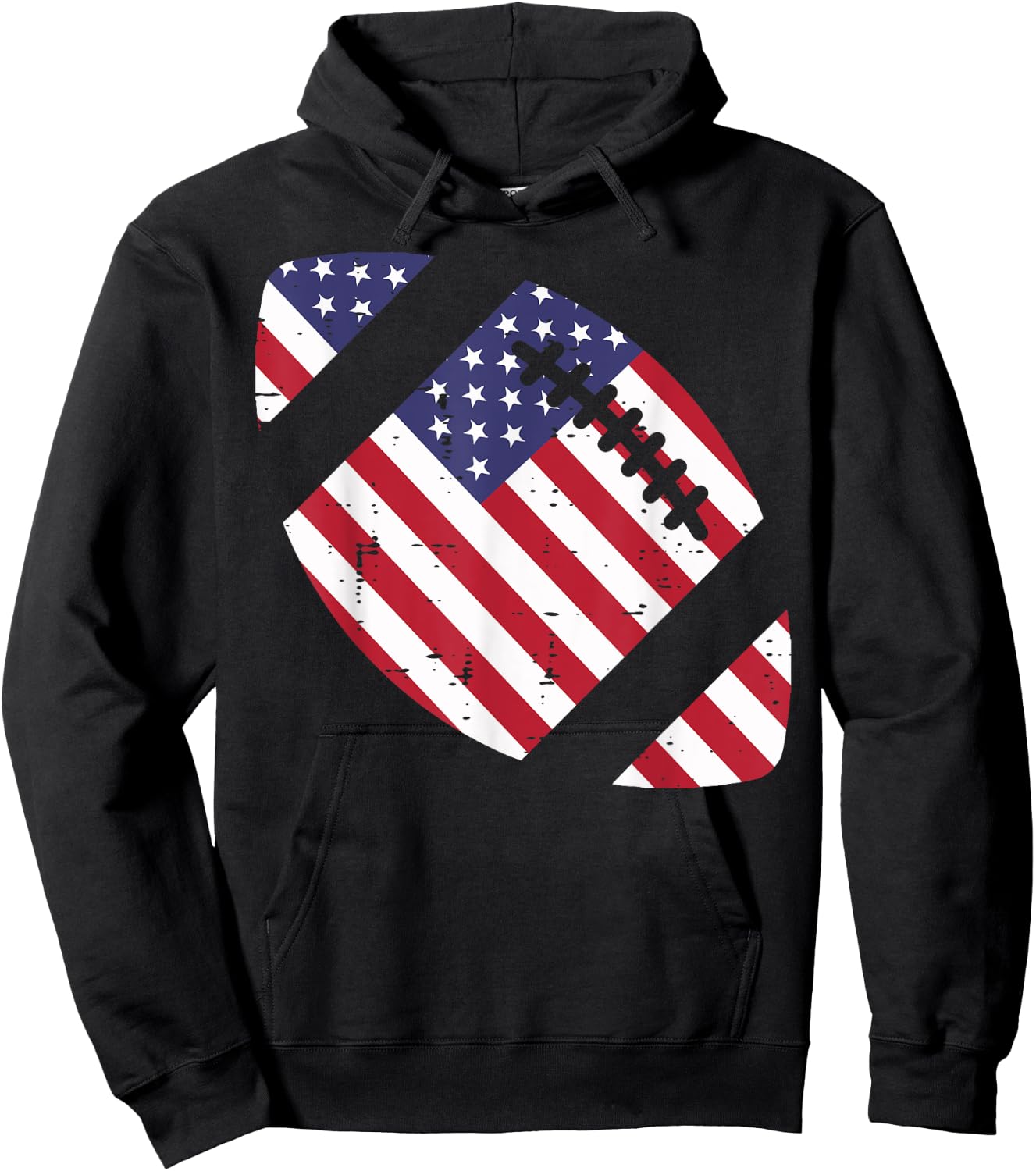 American Football US Flag Vintage 4th Of July Patriotic Hoodie - Hoodie | Black