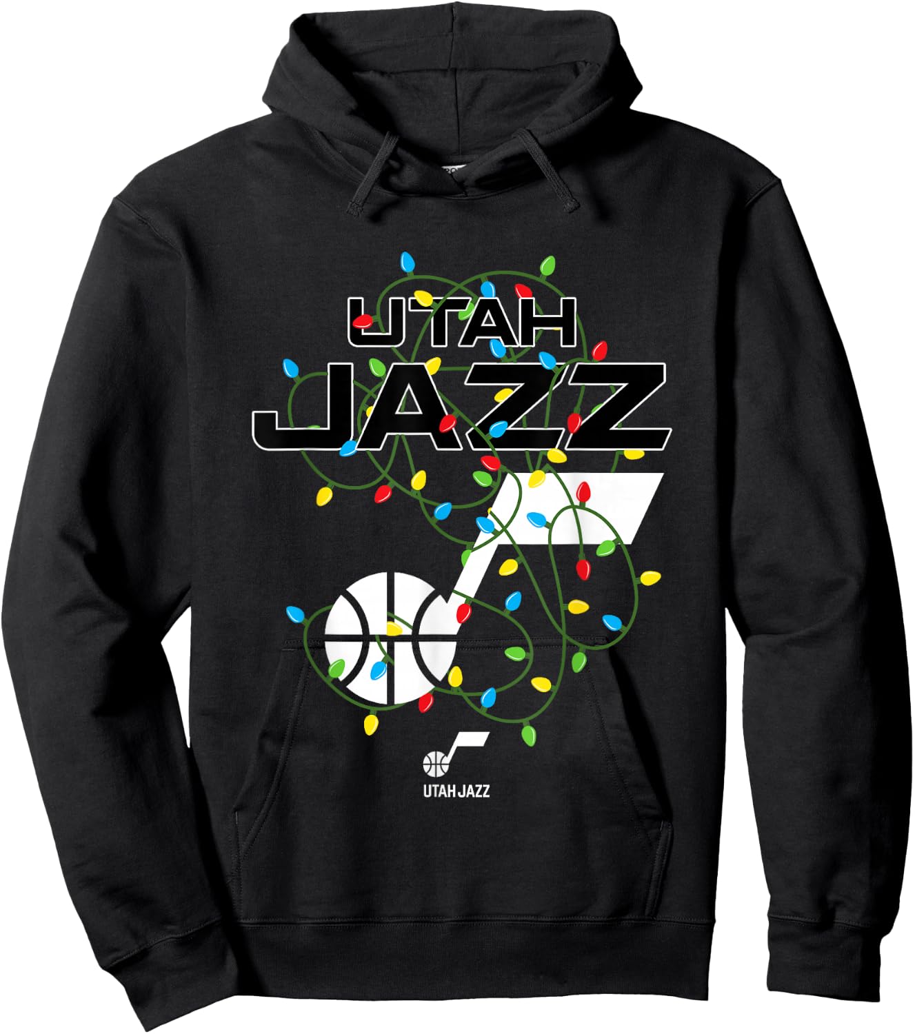 NBA Utah Jazz Christmas Lights Holiday Logo Hoodie - Hoodie | Black