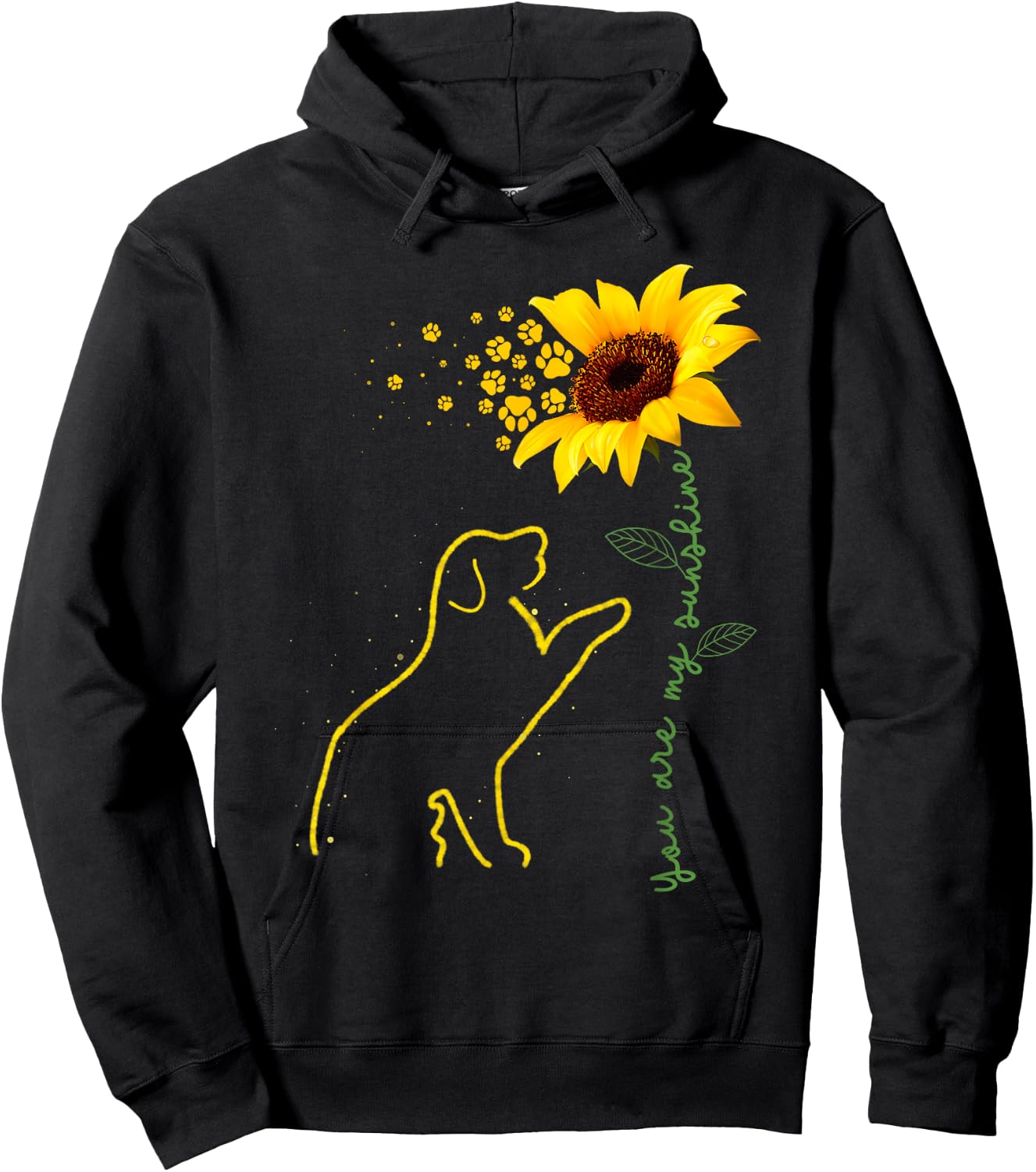 Cute Dog Lover Dog Sunflower Puppy Paw Print Men Women Kids Hoodie - Hoodie | Black