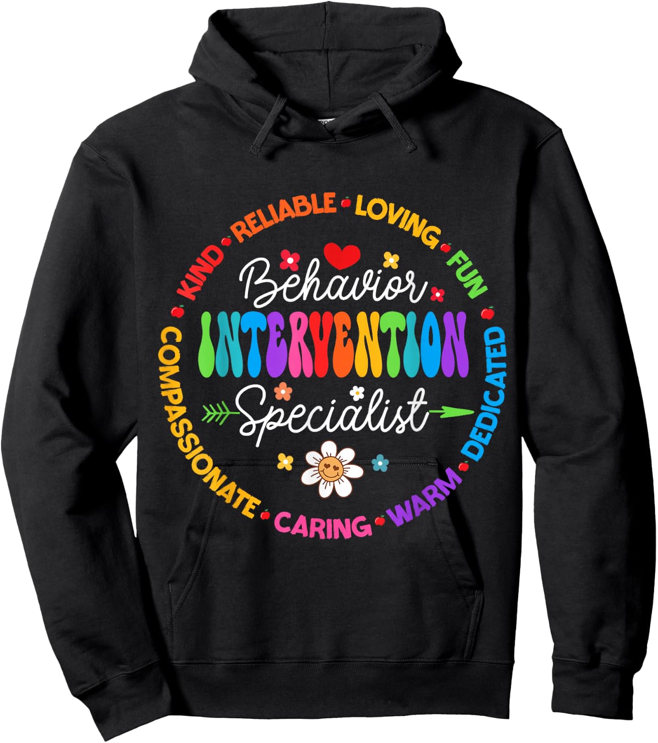 Groovy Behavior Intervention Specialist Back to School Hoodie - Hoodie | Black