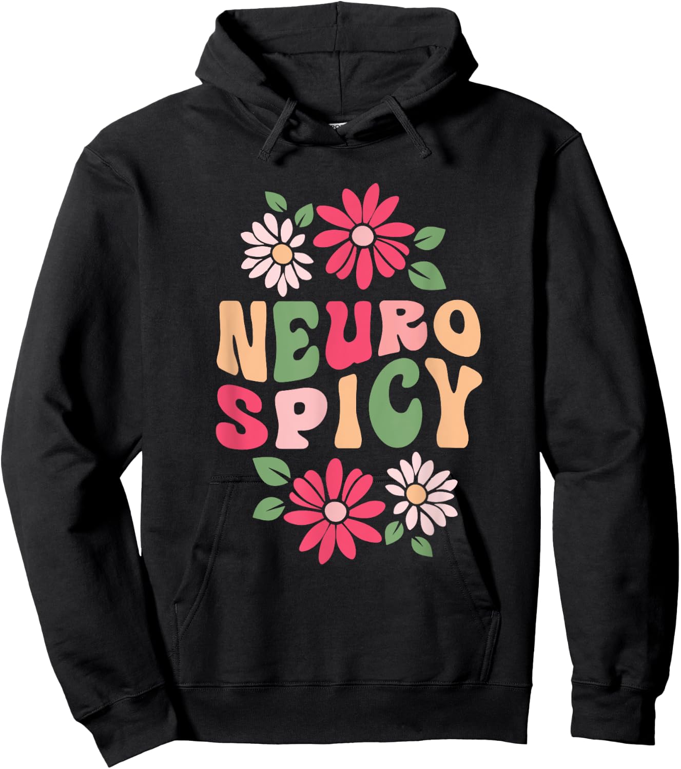 Neurospicy Retro Flower Hoodie - Hoodie | Black