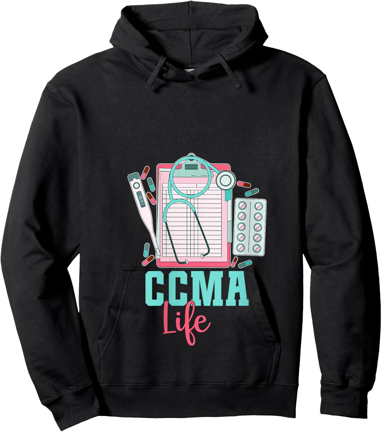 Certified Clinical Medical Assistant CCMA V-Neck Hoodie - Hoodie | Black