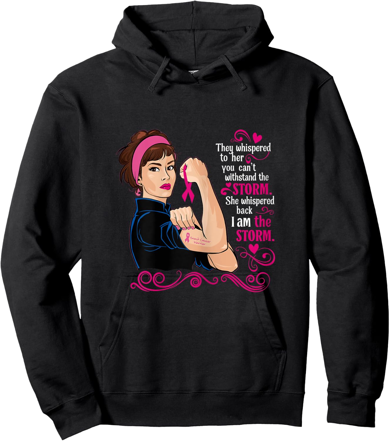 I'm The Storm Pink Ribbon Breast Cancer Survivor Warrior Hoodie - Hoodie | Black
