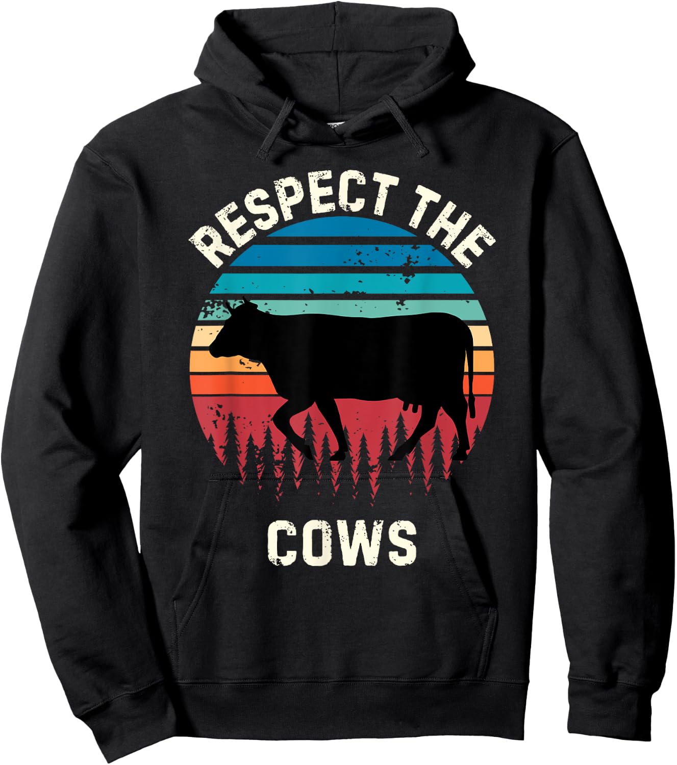 Retro Respect The Cows Vintage Grunge Cows Lover Hoodie - Hoodie | Black
