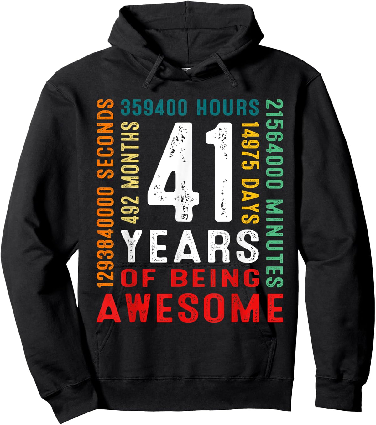 41 Years Old Vintage Retro 41st Birthday Gifts 492 Months Hoodie - Hoodie | Black