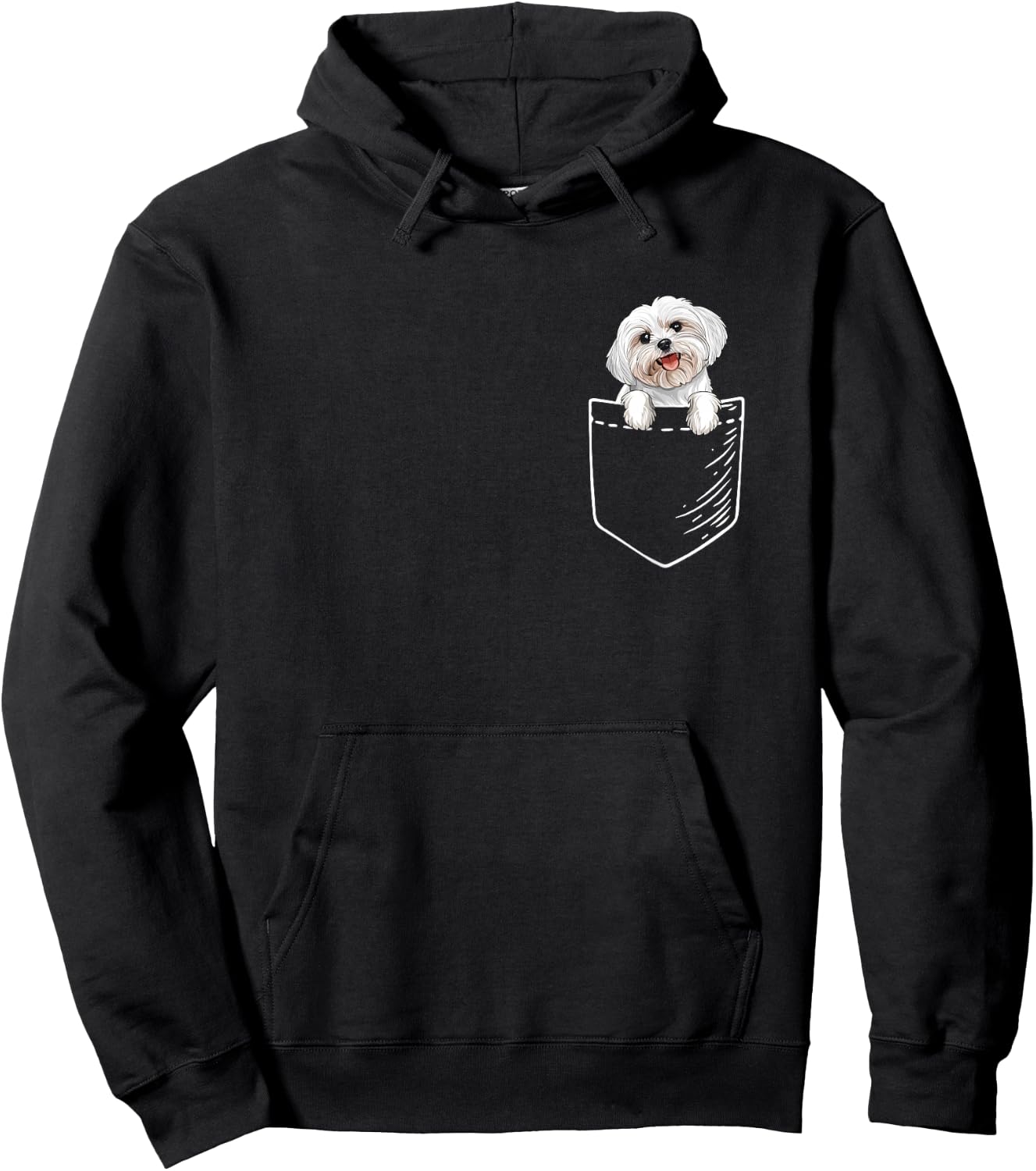 Funny Cute & Kids Pocket Maltese Lover Hoodie - Hoodie | Black