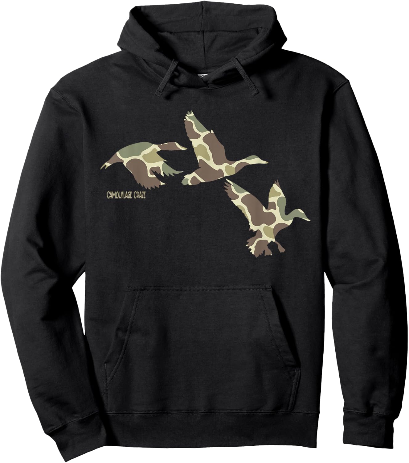 Flying Mallard Duck Camouflage Camo Duck Hunting Camo Hunter Hoodie - Hoodie | Black