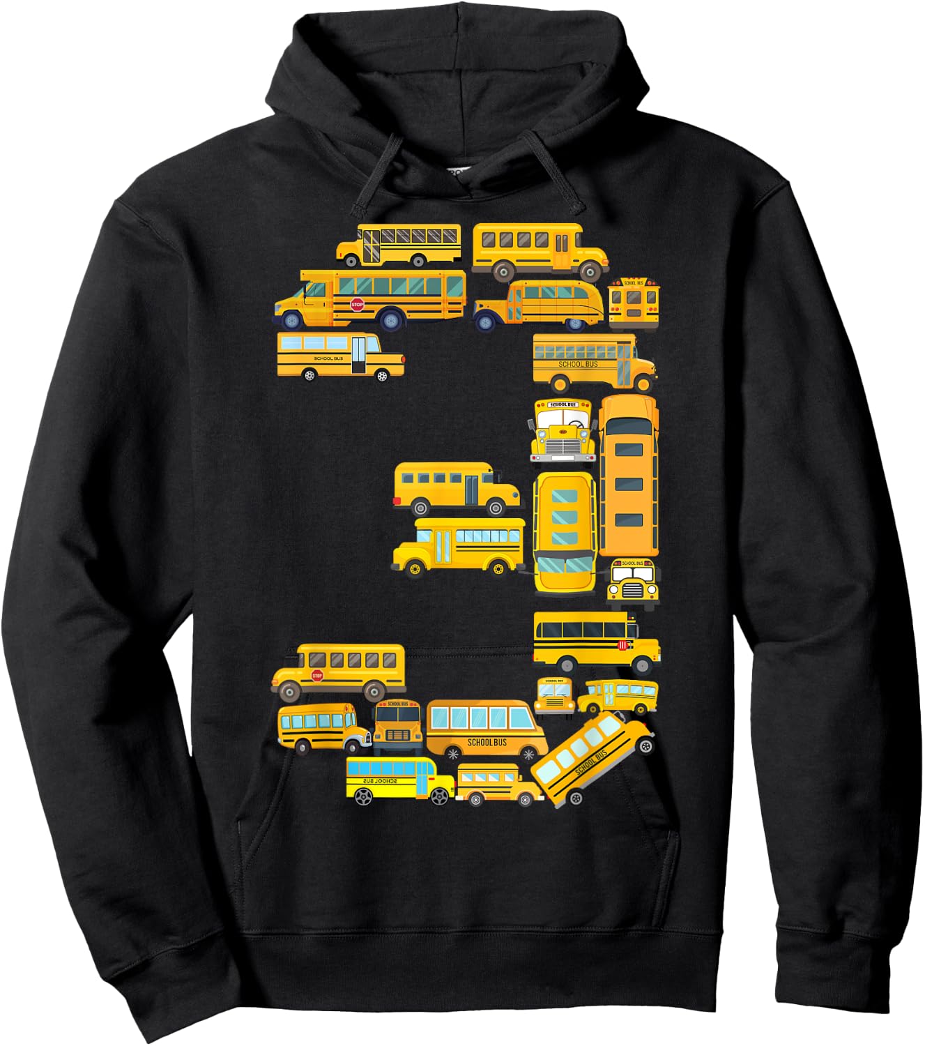 Toddler 3rd Birthday School Bus Themed 3 Year Old Boys Kids Hoodie - Hoodie | Black