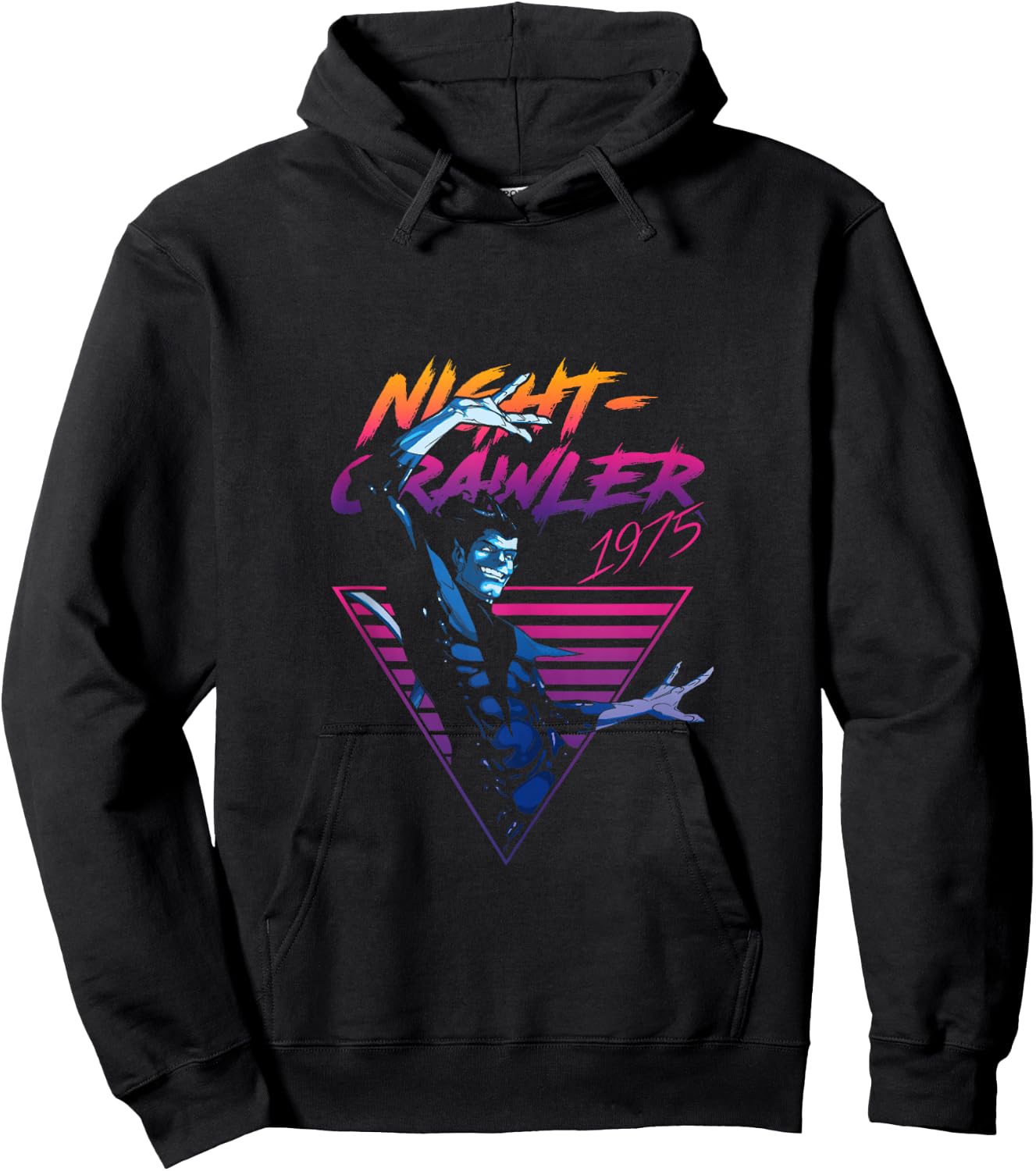 Marvel X-Men Nightcrawler 1975 Vintage Neon Logo Hoodie - Hoodie | Black