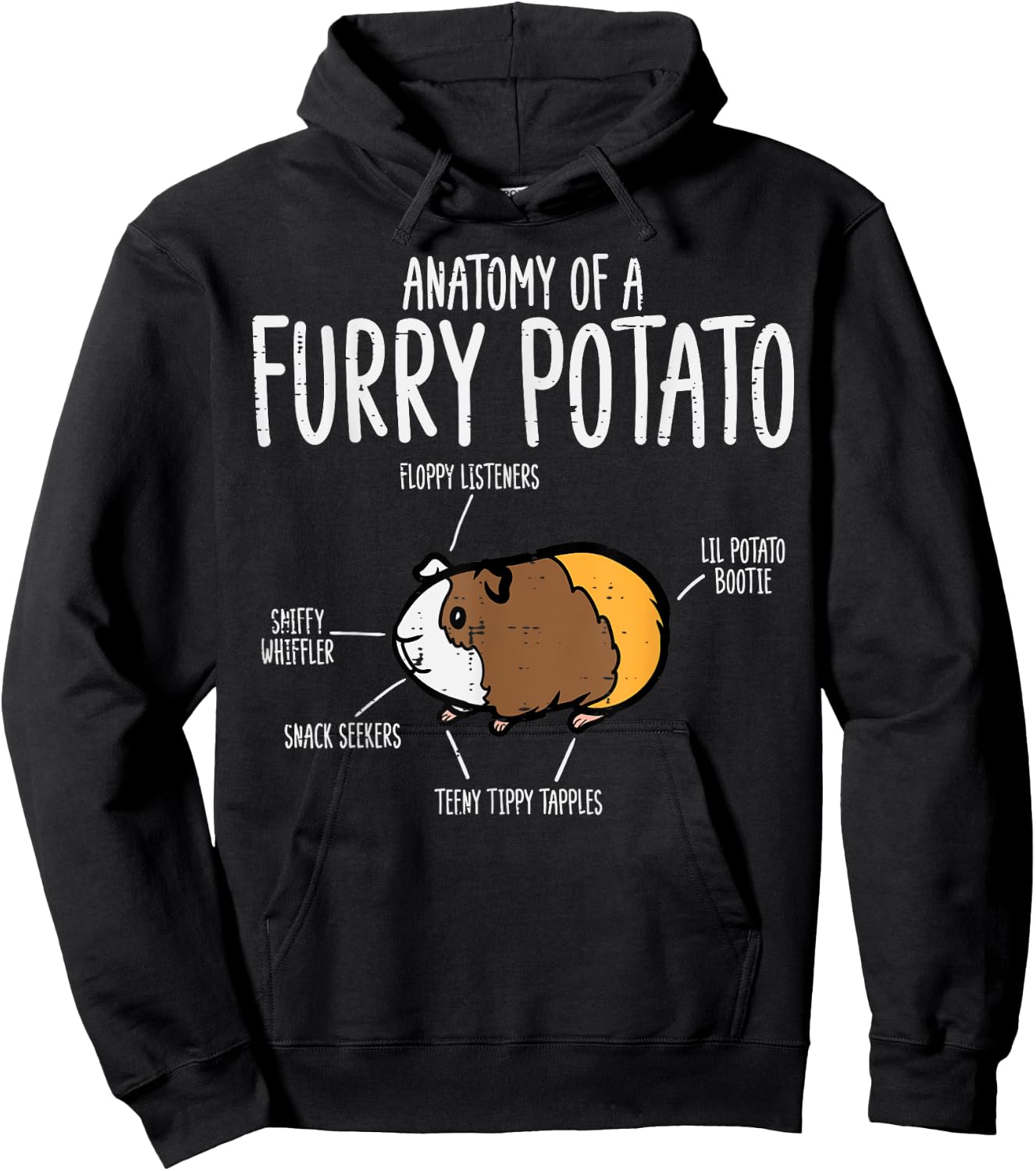Guinea Pig Anatomy Of Furry Potato Funny Cavy Men Women Kids Hoodie - Hoodie | Black