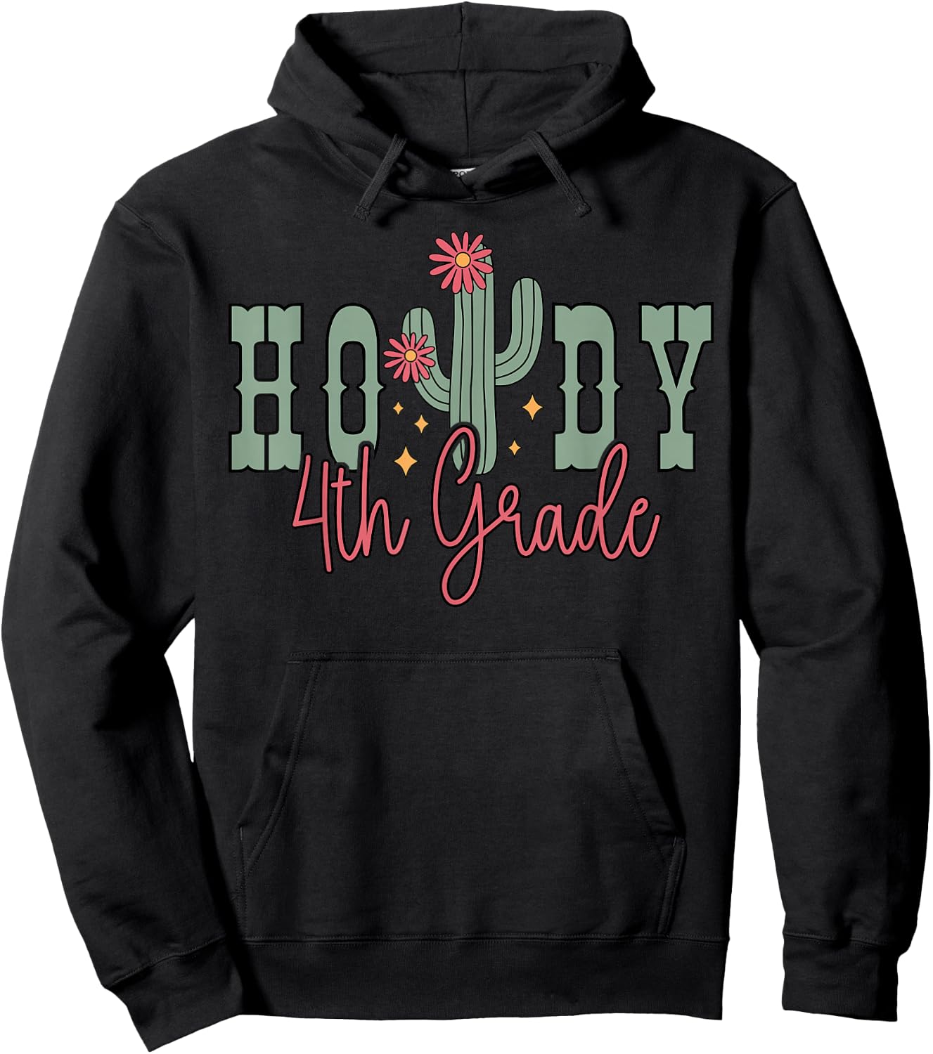 Cactus Howdy 4th Grade Teacher Student Rodeo Country Western Hoodie - Hoodie | Black