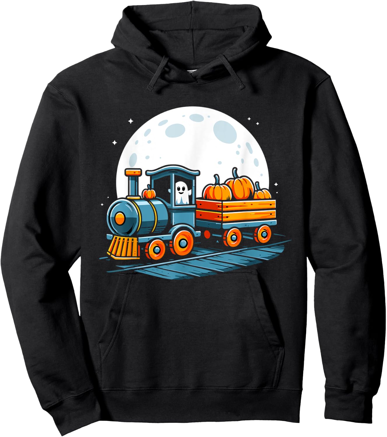 Halloween Train Funny Ghost Pumpkin For Kids Hoodie - Hoodie | Black