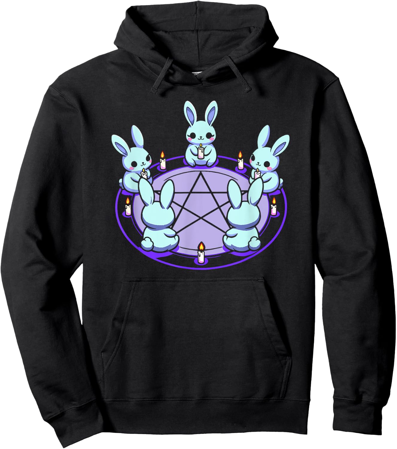 Bunnies Alternative Alt Summoning Demons Circle Bunny Rabbit Blue Pentacle Pentagram Pastel Goth Dark Humor , Small Hoodie - Hoodie | Black