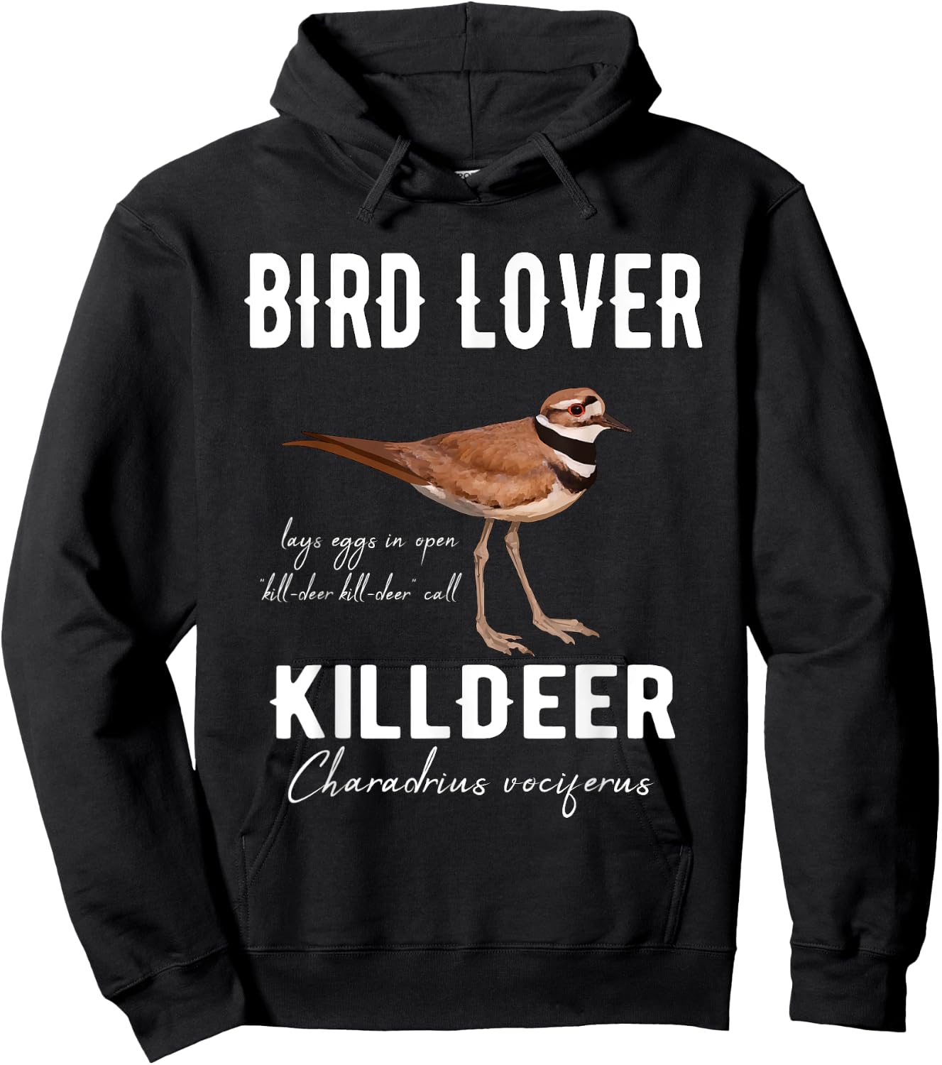 Bird Lover Killdeer with Scientific Name Birder Gift Hoodie - Hoodie | Black