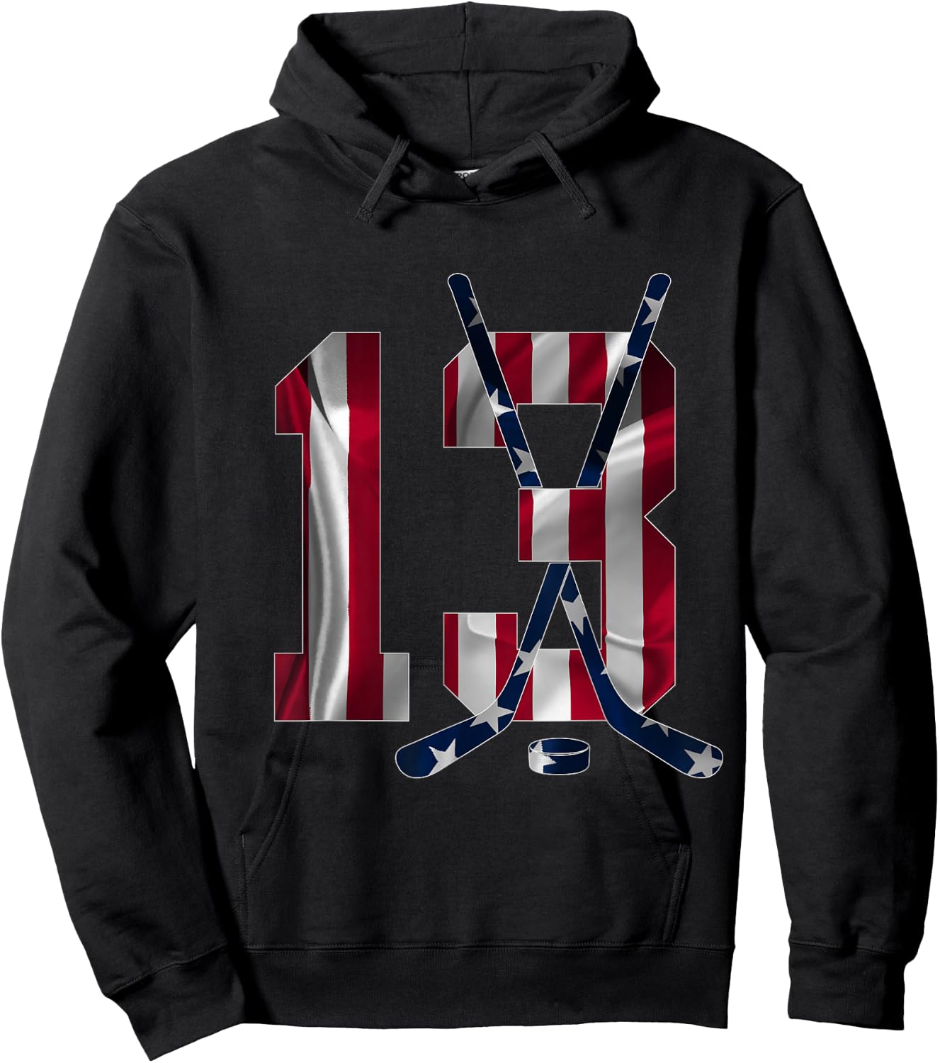 Number 13 Years Ice Hockey 13th Birthday Hoodie - Hoodie | Black
