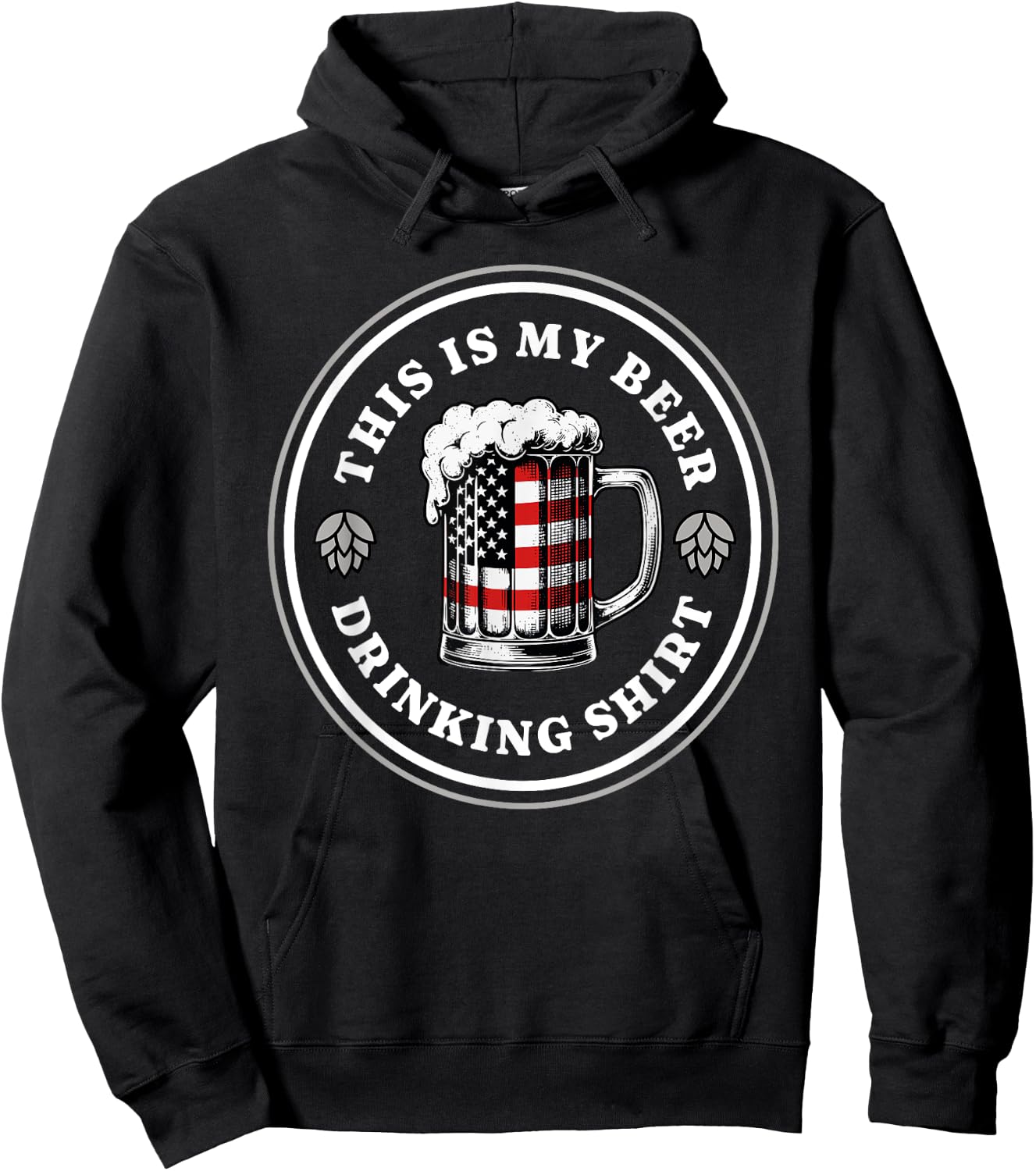 Beer Pride American Flag 4th of July Merica USA Drinking Hoodie - Hoodie | Black