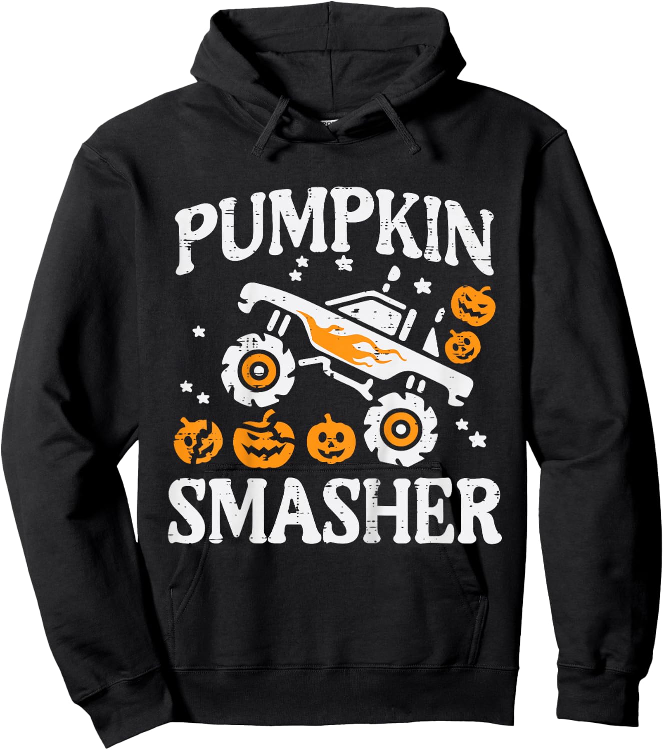 Kids Halloween Monster Truck Pumpkin Smasher Costume Toddler Boys Hoodie - Hoodie | Black