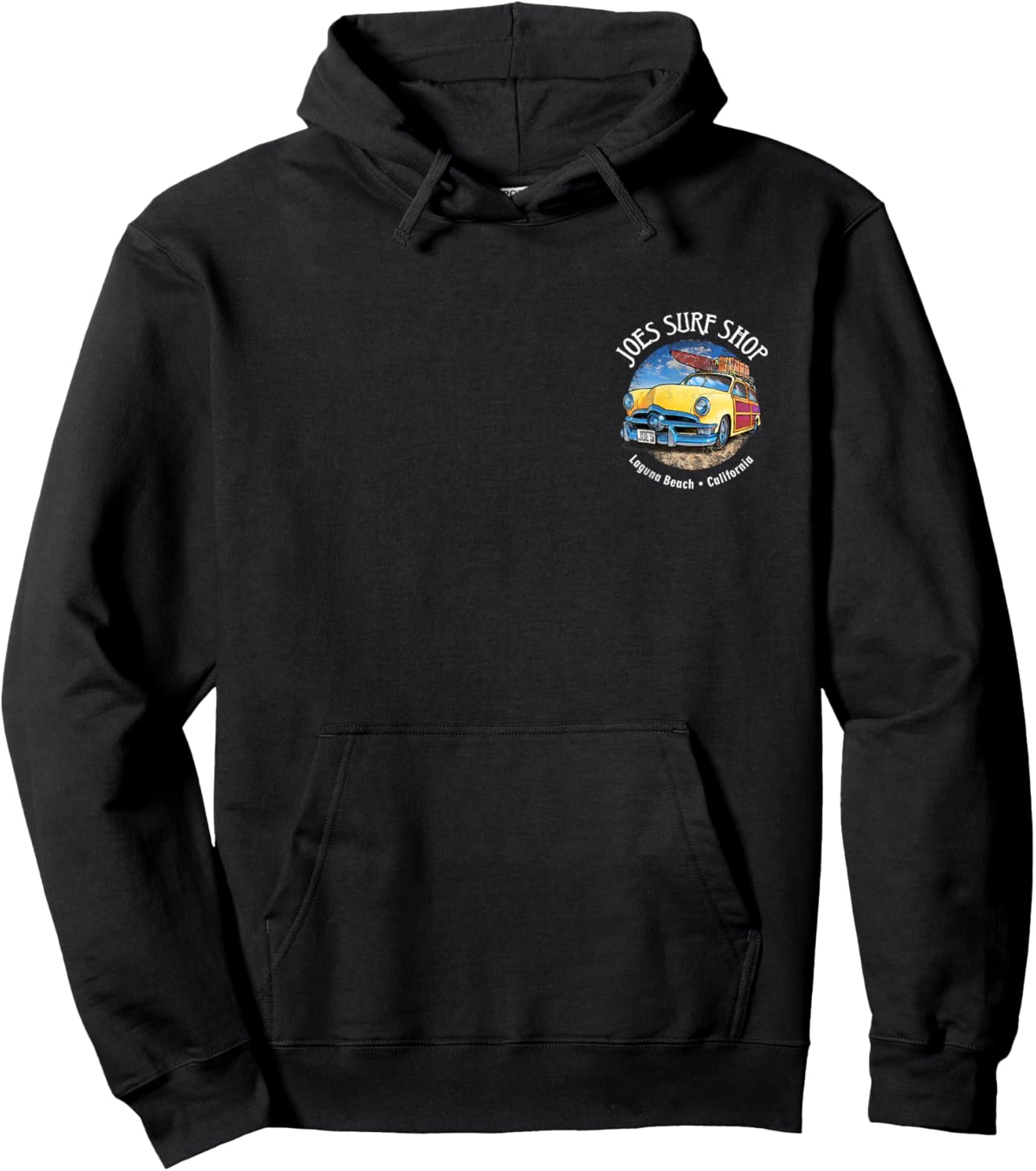 Joe's Surf Vintage Woody Wagon Logo Graphic Hoodie - Hoodie | Black