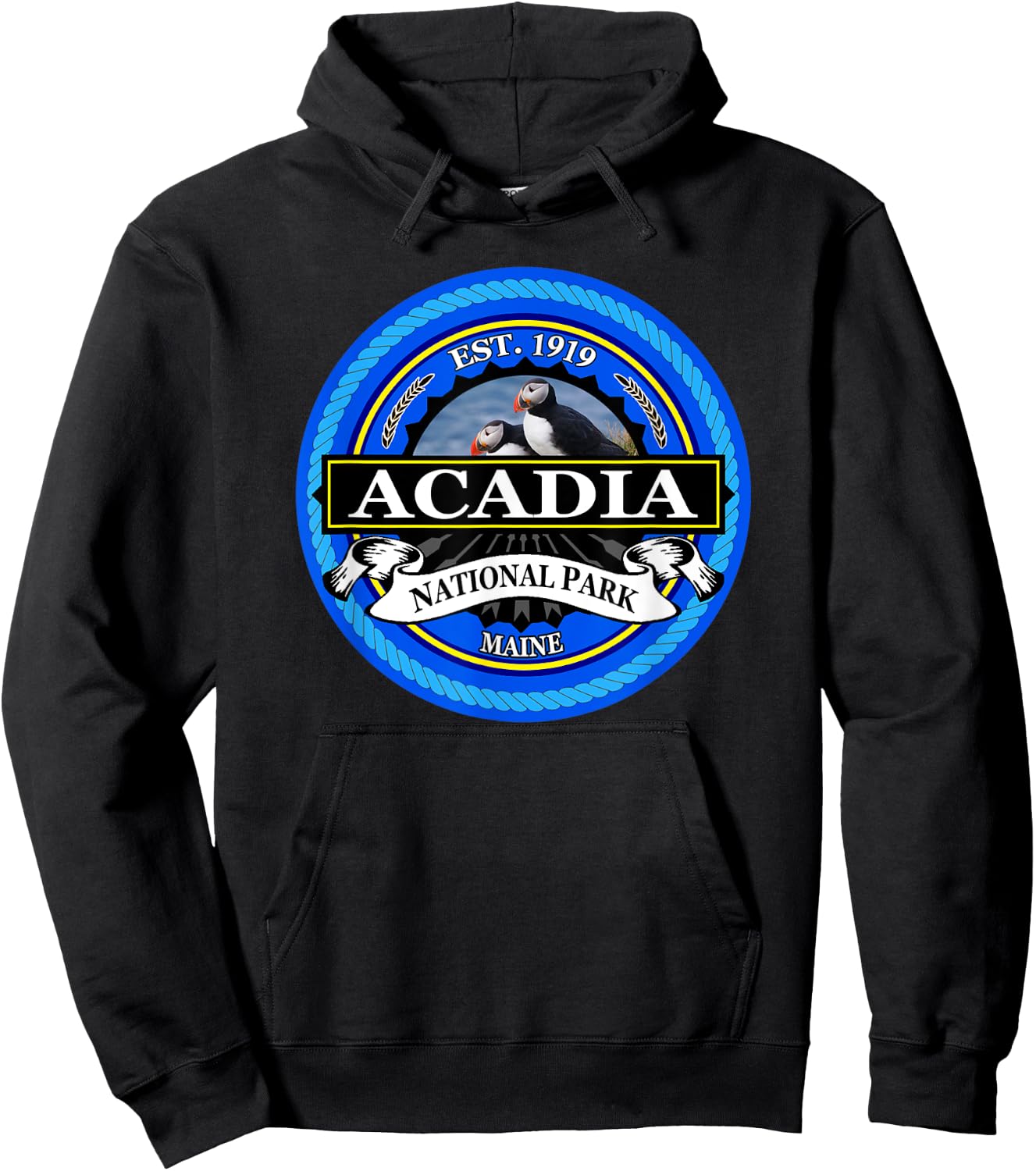 Acadia National Parks Puffins Hoodie - Hoodie | Black
